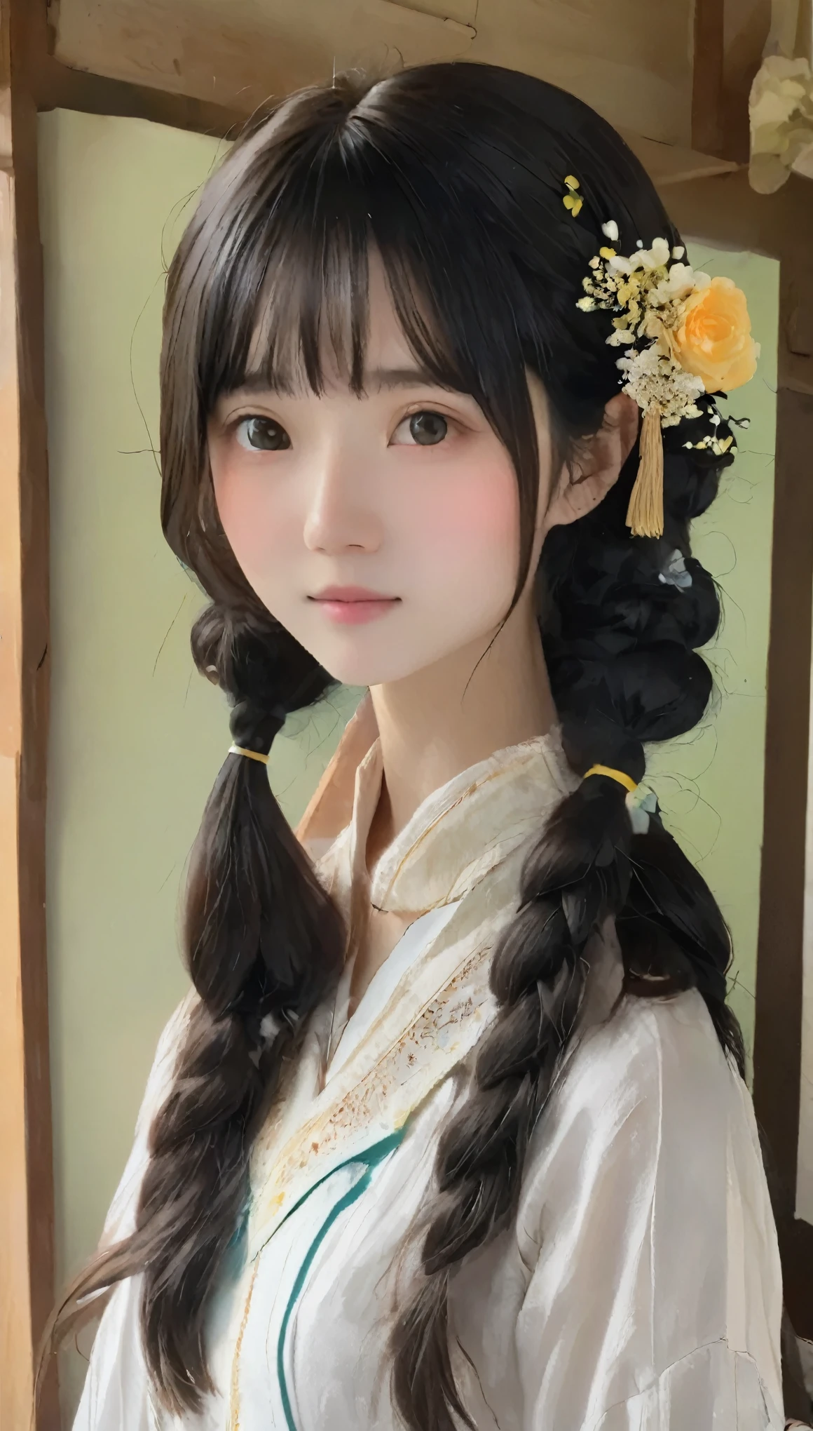 highest quality、Masterpiece、Hime cut hairstyle、Black Hair、灰色of瞳、かわいい女of子、Perfect Face、No makeup、(映画ofような写真:1.3) of (Realistic:1.3),(居心地of良い:1.3) 美しいof少女, (複雑でかわいい茶色of髪), 非常に詳細な肌of質感, リアルな肌of質感, Staring into the camera, (View Viewer)、