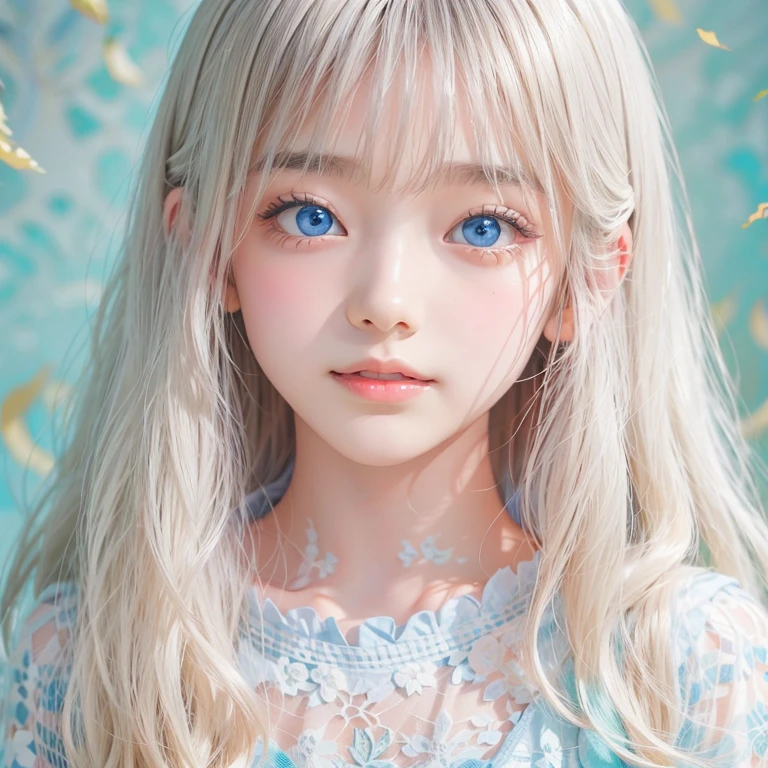 Beautiful white radiant skin, unparalleled beauty, bright, fresh and gentle expression, perfect beautiful cute face, shiny platinum blonde silk super long straight hair, beautiful shiny bangs, very beautiful and beautiful , eyeliner, very perfect and beautiful, big clear sky blue eyes, very beautiful bright eye highlights, ((1girl, solo))