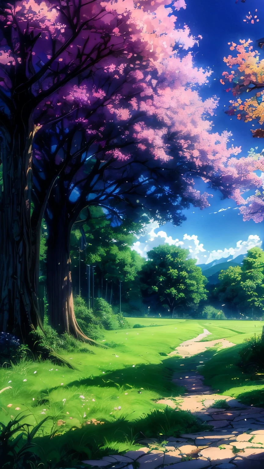 a picture of a tree with a swing hanging from it's branches, anime nature wallpap, anime background art, scenery wallpaper, anime background, anime landscape wallpaper, scenery artwork, anime beautiful peace scene, anime nature, anime countryside landscape, amazing wallpaper, beautiful anime scenery, anime art wallpaper 4k, anime art wallpaper 4 k, background artwork, beautiful wallpaper