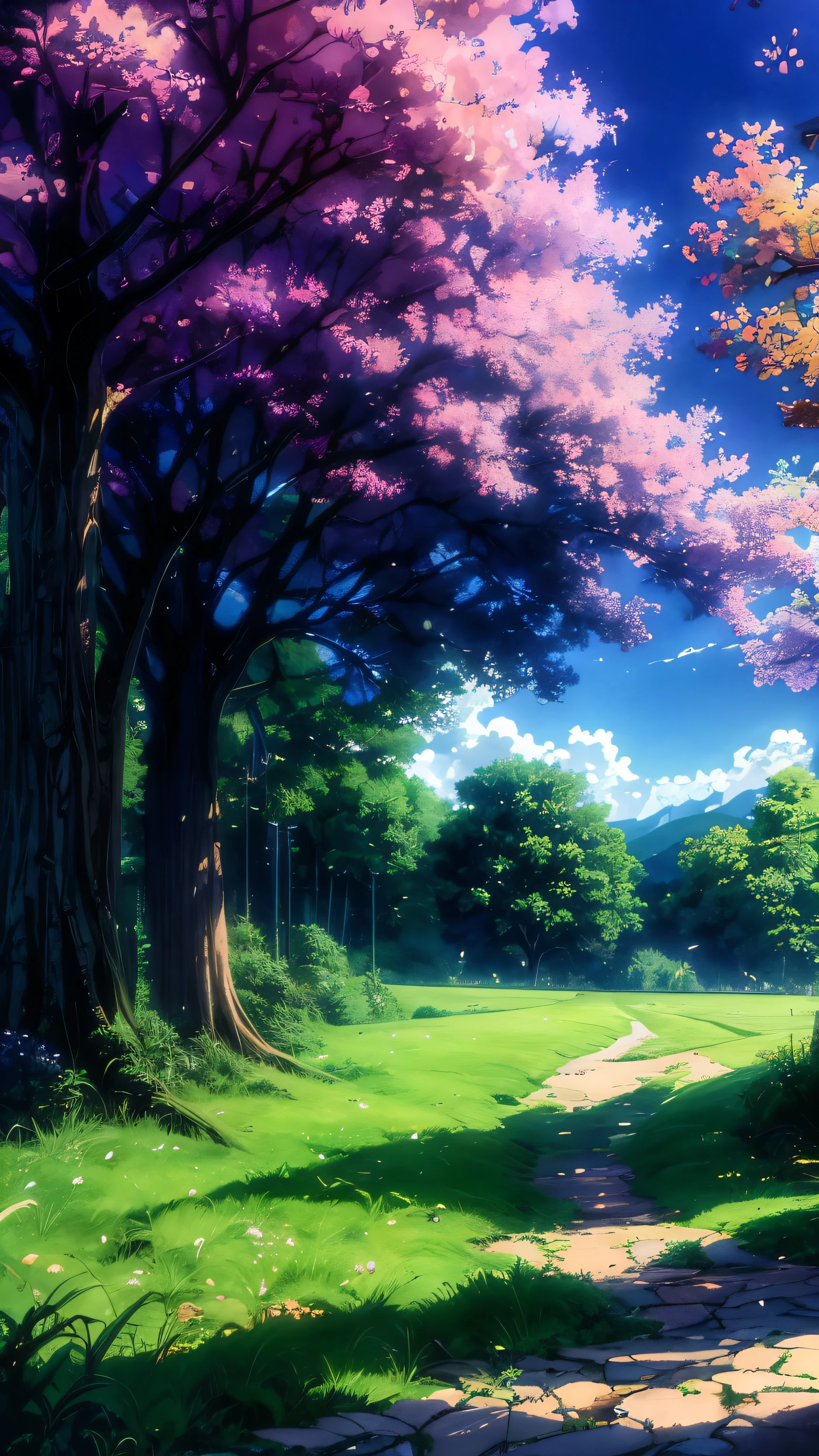 a picture of a tree with a swing hanging from it's branches, anime nature wallpap, anime background art, scenery wallpaper, anime background, anime landscape wallpaper, scenery artwork, anime beautiful peace scene, anime nature, anime countryside landscape, amazing wallpaper, beautiful anime scenery, anime art wallpaper 4k, anime art wallpaper 4 k, background artwork, beautiful wallpaper