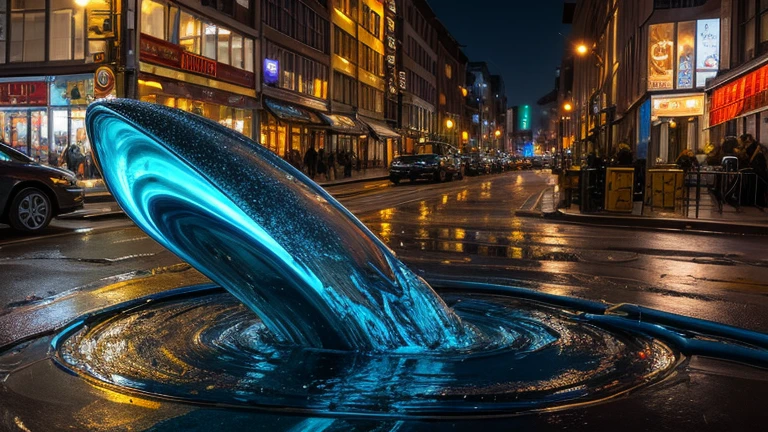 ((Liquid Metal)), (((Fluid))), ((fluid)), Gloss, Melting, (wonder), metallic, (Mysterious Lifeform), Creepy, In harmony with the city