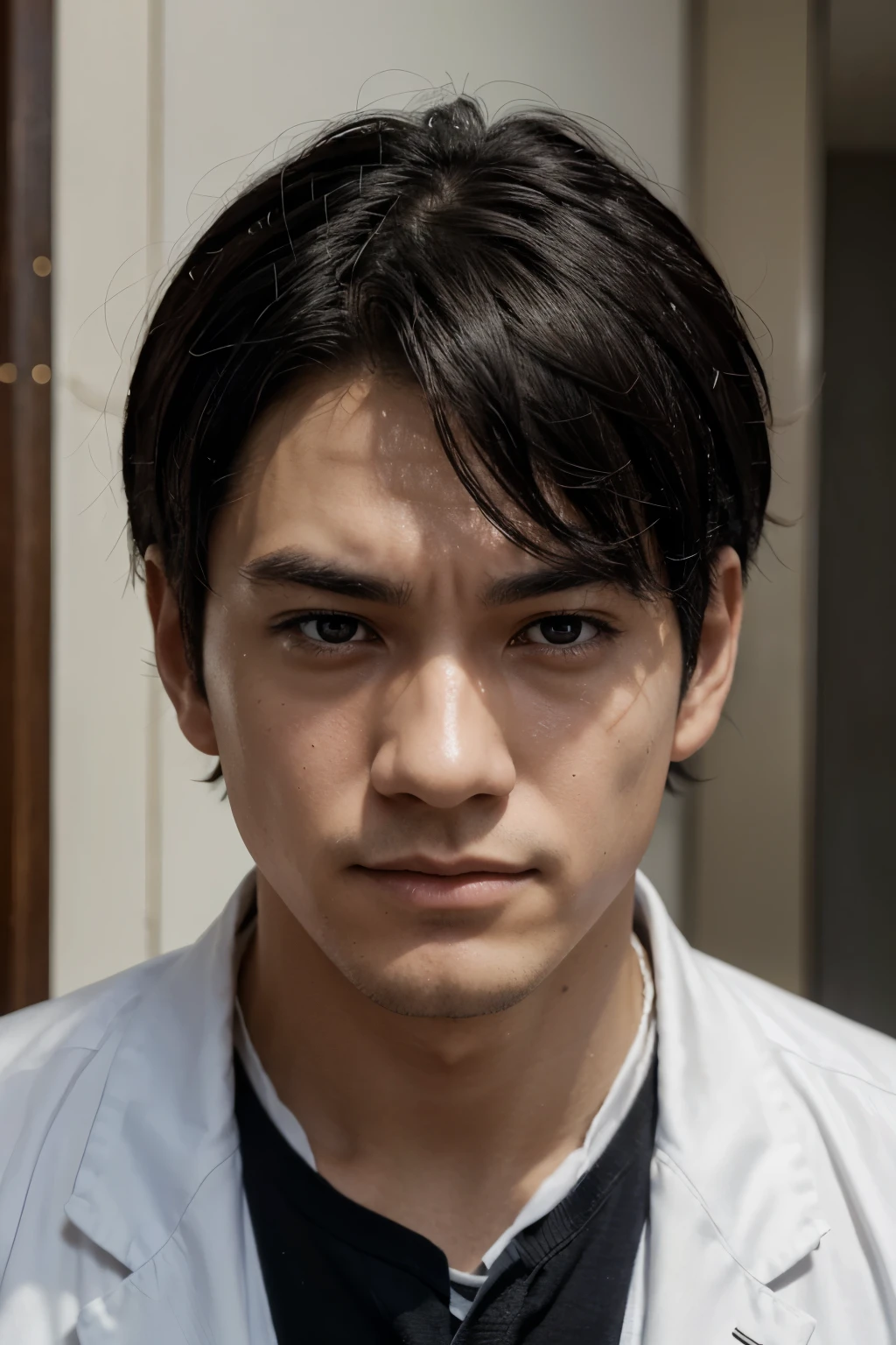 A beautiful detailed anime boy, Natsuki Subaru from Re:Zero, Lust IF version, extremely detailed face, fairly ordinary, with black hair and dark eyes typical of his Japanese descent. His face is unremarkable, lacking any particularly striking features, which makes him blend in as an everyman. He is of average height and build, neither exceptionally tall nor muscular. Despite these ordinary traits, his face is highly expressive, vividly displaying his wide range of emotions, from joy and determination to fear and despair. In this arc, his appearance sometimes becomes more disheveled, reflecting the physical and emotional toll of his experiences, including signs of fatigue, stress, and injuries, emphasizing his relatability amidst extraordinary circumstances.