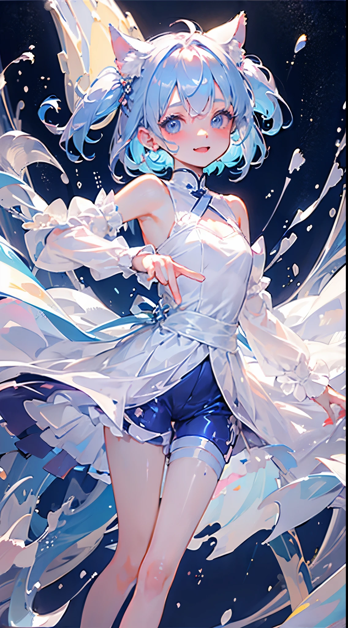 French character full-body skirt, thicker skirt, longer skirt with hand tension, all legs exposed, simple and elegant clothes, decent skirt length
