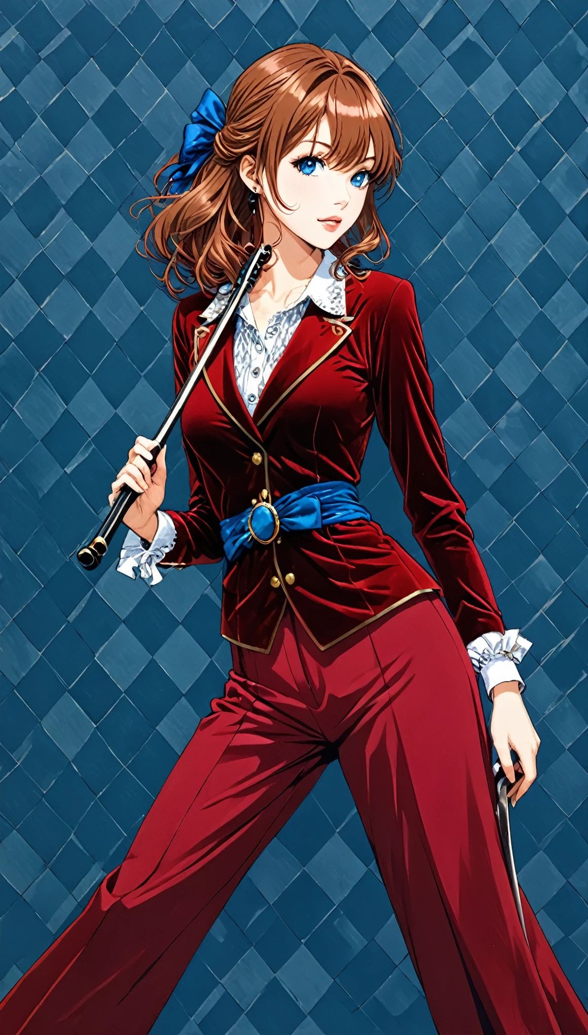 ((mediumaquamarine:0.8) and (rosybrown:1.3) argyle_background:1.1),
BREAK
(Anime line drawing:1.1),1990s \(style\),retro,japanese manga,(dark red velvet and dodgerblue:1.1),Minimalism,(Line Art:1.1),sketch,by Hirohiko Araki,charcoal drawing,
BREAK
Black skull Reaper,playing the violin,(violin:1.1),(bows:1.1),(pulling:1.1),(broken torn cape:1.2),the lines of movement of the wind, (insanely detailed and intricate, hypermaximalist, elegant, ornate, hyper realistic, super detailed:1.1)