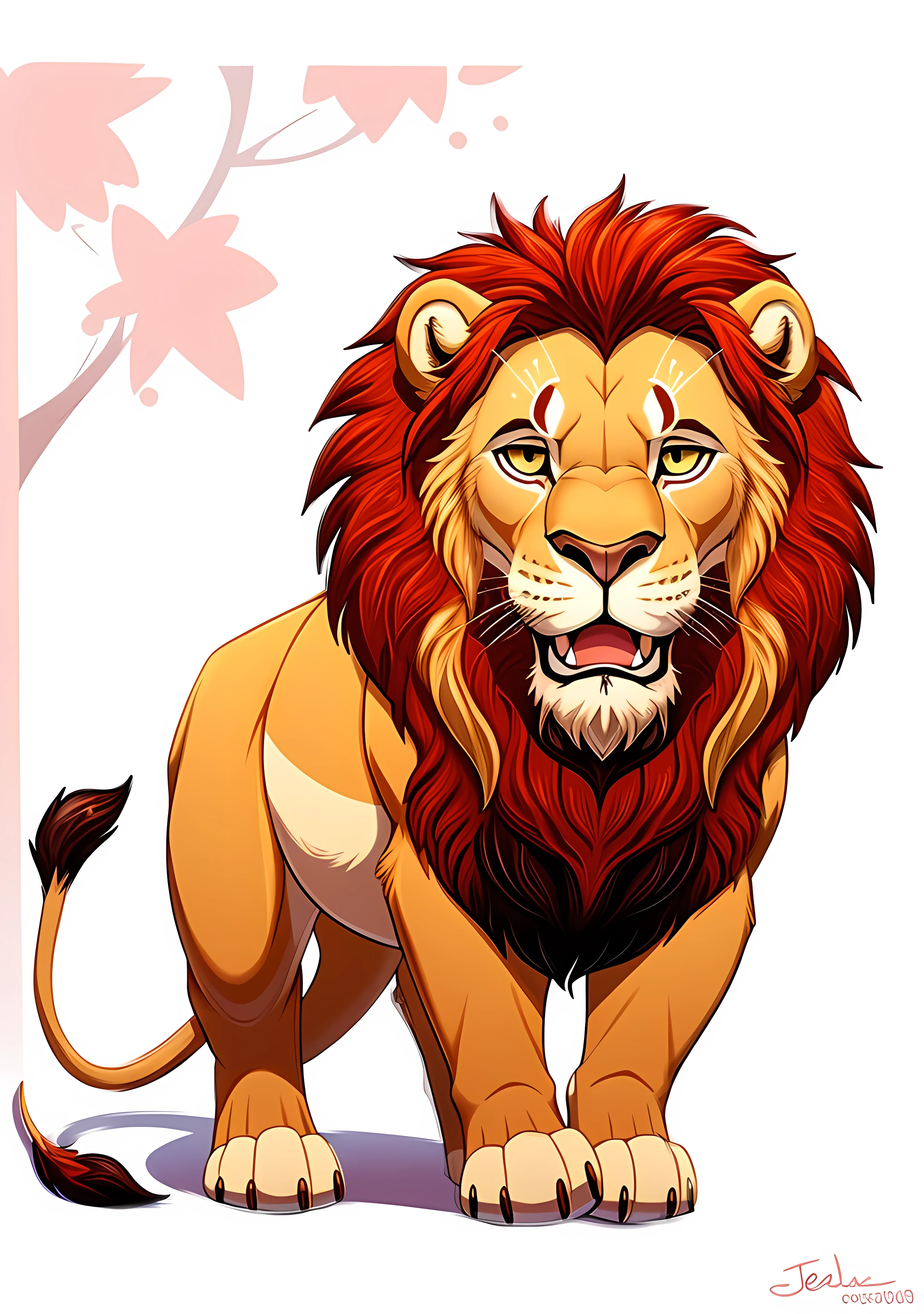 there is a drawing of a Lion with a big smile on it, aslan the Lion, cute Lion, inspirado em Leo Leuppi, 2 d full body Lion, “portrait of a cartoon animal, Lion body,  Rei da floresta, Lion, inspirado em Jerry Pinkney