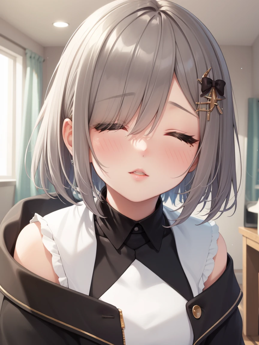 Portrait, official art, best masterpiece, best quality, best resolution, 8K, best detailed, perfect ???????
BREAK
(sfw), kaga sumire, virtual youtuber, short hair, hair ornament, shirt
, (small breasts:1.2), (short stature:1.2), 1girl, solo
BREAK
def1, face focus, close-up
BREAK
(happy), (blush), (close your eyes:1.3), raised eyebrows, kiss, peck lips, round lips, incoming kiss
BREAK
(indoor, bedroom), dust, dust, light particles, very fine and detailed 16KCG wallpapers