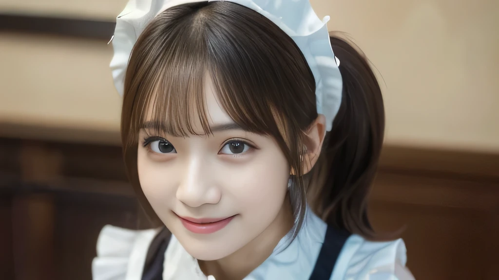 (two girls:1.5),(8k, RAW photo, best quality, masterpiece:1.2), (realistic, photo-realistic:1.4), (extremely detailed 8k wallpaper), sharp focus, depth of field, blur background, bokeh,Do not split,in the living room,20-year-old woman,ponytail,Beautiful breasts,(wearing maid uniform: 1.5),(Looking at viewer,((super fine face)), Standing posture,The whole body was photographed,smile,full body