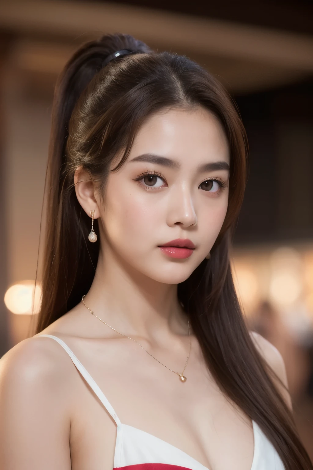 (24 year old lover)、evening、Stroll through the hot spring town、Wearing a scarlet yukata、(masterpiece: 1.3), (Maximum resolution: 1.4), (Ultra HD: 1.2), Cinematic light, Ultra HD,Blushing:1.2、 (Detailed eyes and skin), (Detailed facial features), Hmph, 8K resolution, Perfect Style, Beautiful expression、Highly detailed face and skin texture、Detailed eyes、double eyelid、Glitter Eyeliner:1.2、Glowing Skin、White skin:1.8、White skinの:1.8、Red lipstick、Dark lipstick:1.2、Shiny little necklace and earrings、Glossy Lips:1.2、Glossy lips:1.2、((Full Body Shot:1.2))、(ponytail、Light brown hair)、Medium Long Hair、(grab the viewer's hand)、(A very seductive smile:1.2)、