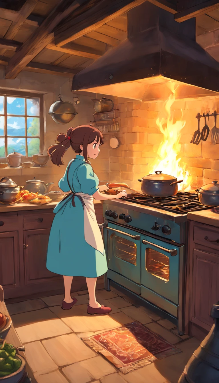 (masterpiece, highest quality, Very detailed, 8k wallpaper, Realistic), Concept Art, Anthropomorphic old oven, a monstrous device, Whimsical, Kitchen threats, Manga style, Vibrant,Animal characters fighting the wind,Mascots,interesting,
