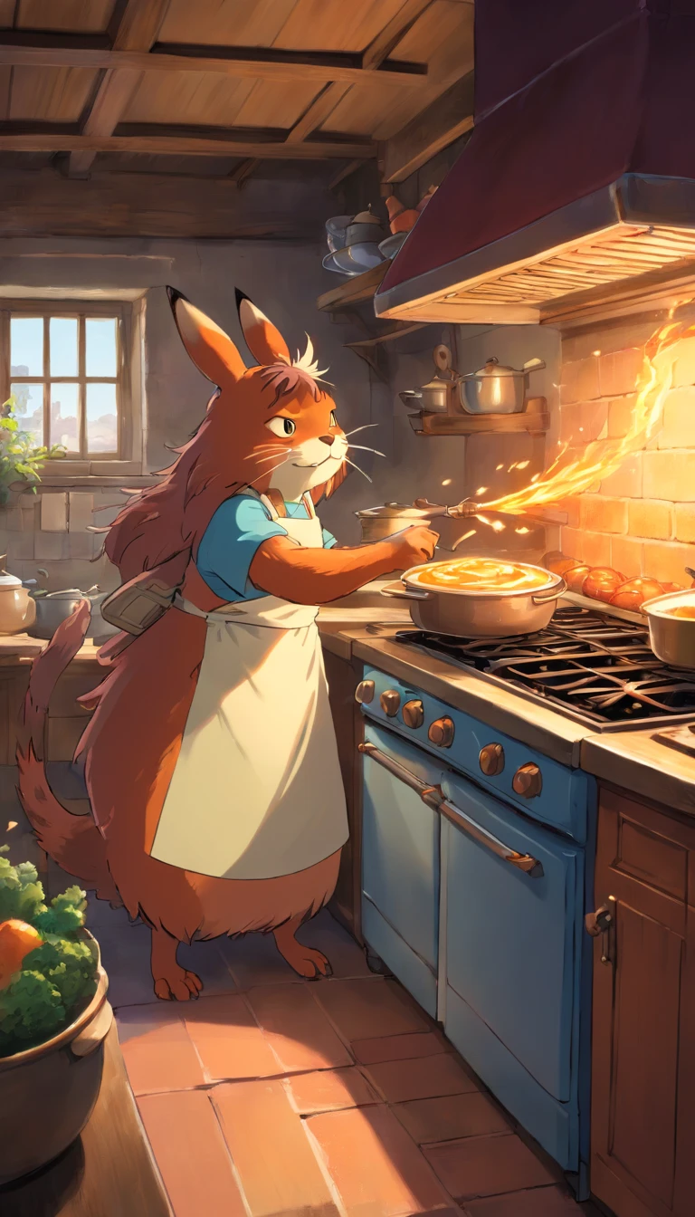 (masterpiece, highest quality, Very detailed, 8k wallpaper, Realistic), Concept Art, Anthropomorphic old oven, a monstrous device, Whimsical, Kitchen threats, Manga style, Vibrant,Animal characters fighting the wind,Mascots,interesting,