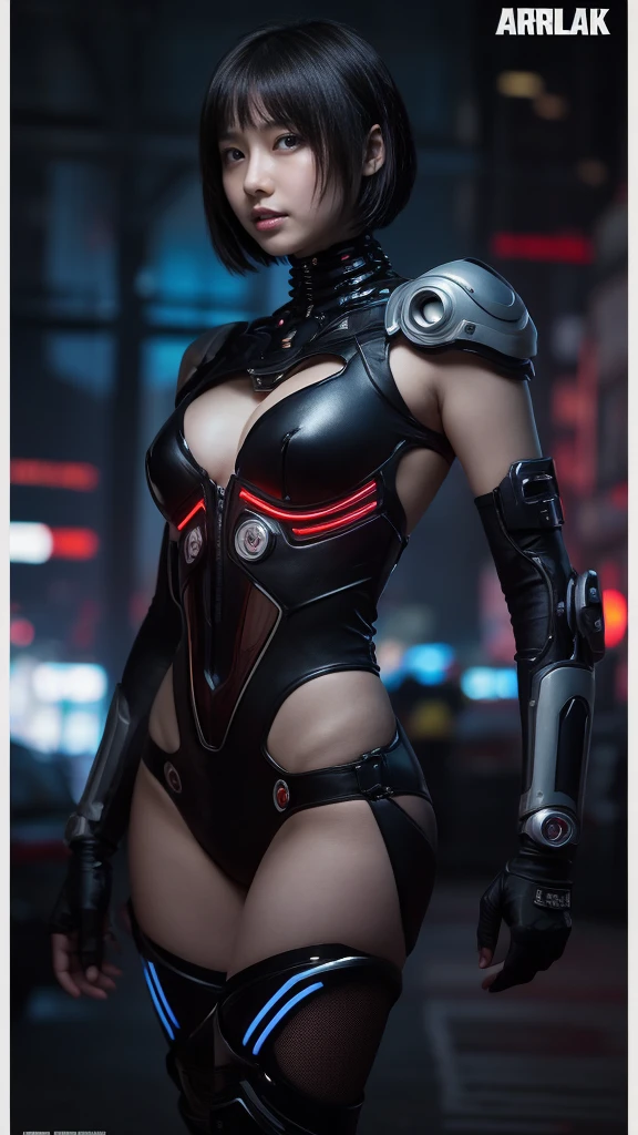 Analog Style, High resolution, (((masterpiece))), coal miner, woman, (sexy:0.9), dirty, cyber punk, Futuristic, Science fiction, Very detailed, short hair, Award-winning movie posters, (((Realistic)))、A little slender、A cluttered-looking costume、Armament、Cyberpunk world, cool women,