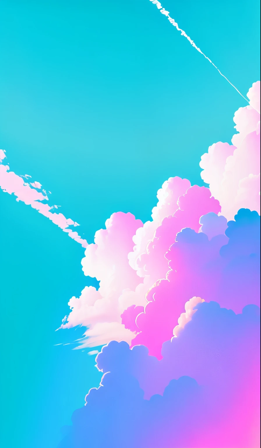 give me a gradient bright pink and blue sky with clouds image