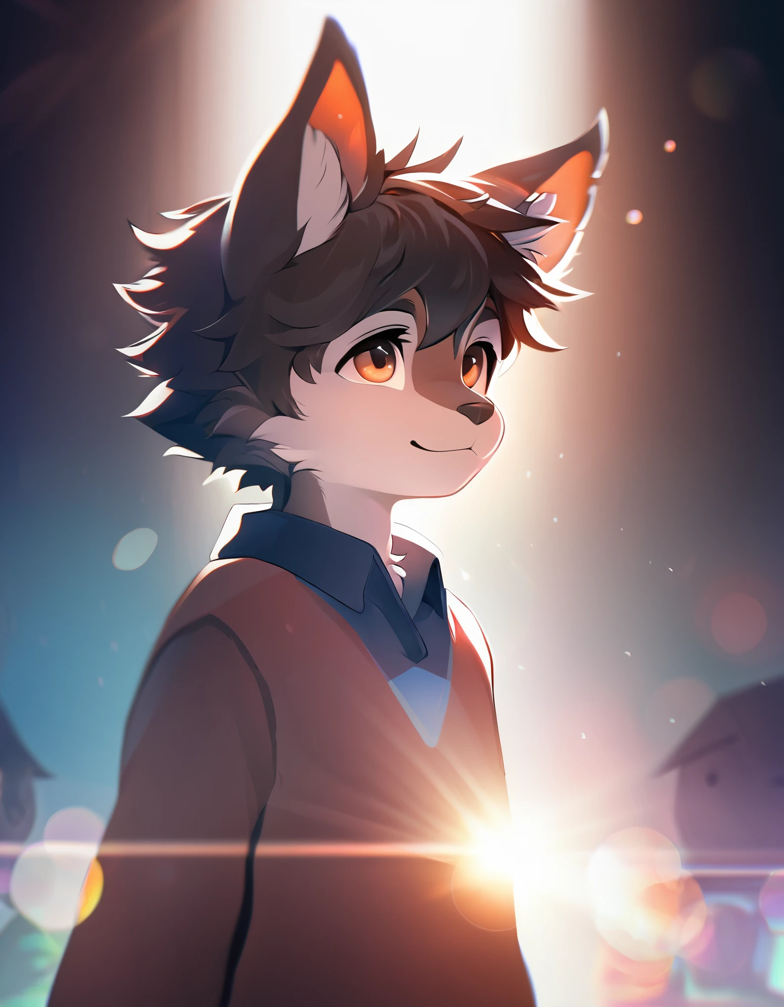 highres, top quality, best quality, paid reward available, High-quality illustrations, unparalleled masterpiece(1boy,Lovely,Toddler,Casual wear,Deep)Animal ears, Facing the audience,Looking at the audience(furry anthro),absurdres, perfect anatomy, caustics, dynamic lighting, lens flare, cinematic shadow, cinematic angle,(highly detailed beautiful face and eyes)