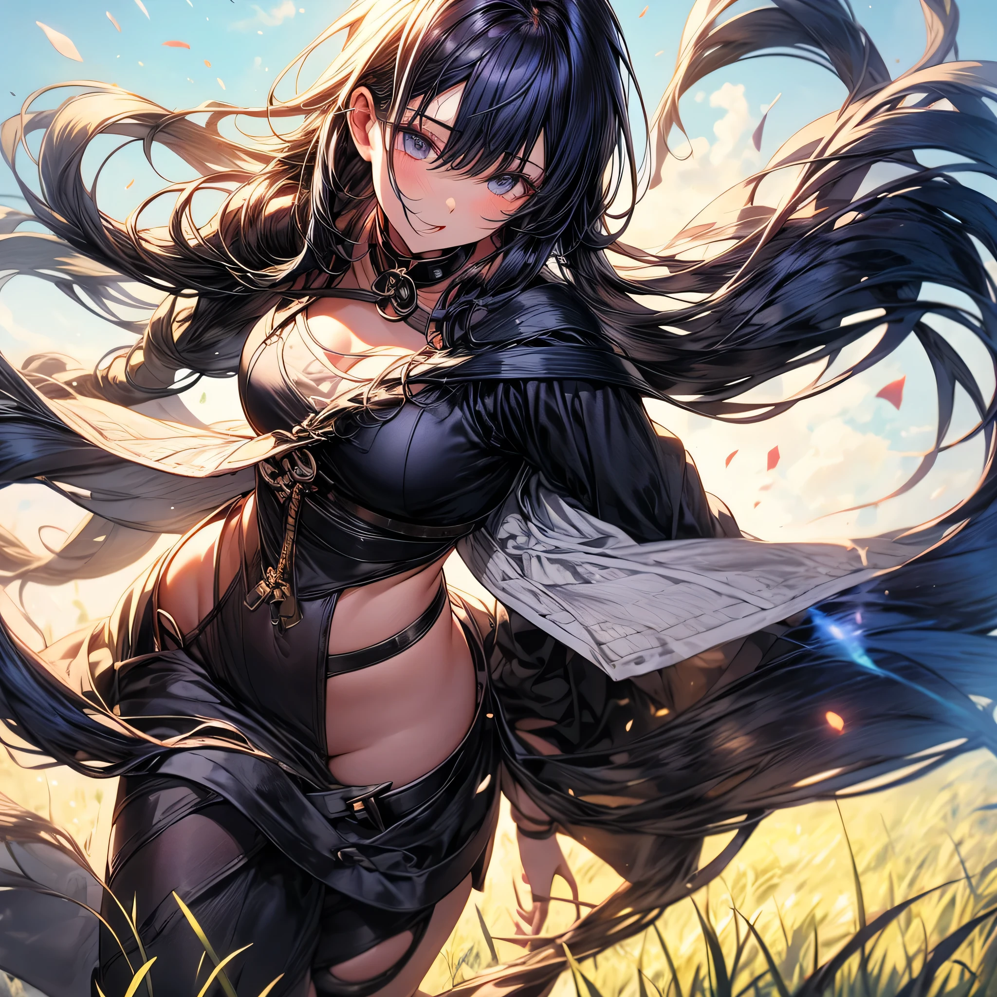 Raiden Mei, clear sky, grass, beautiful,