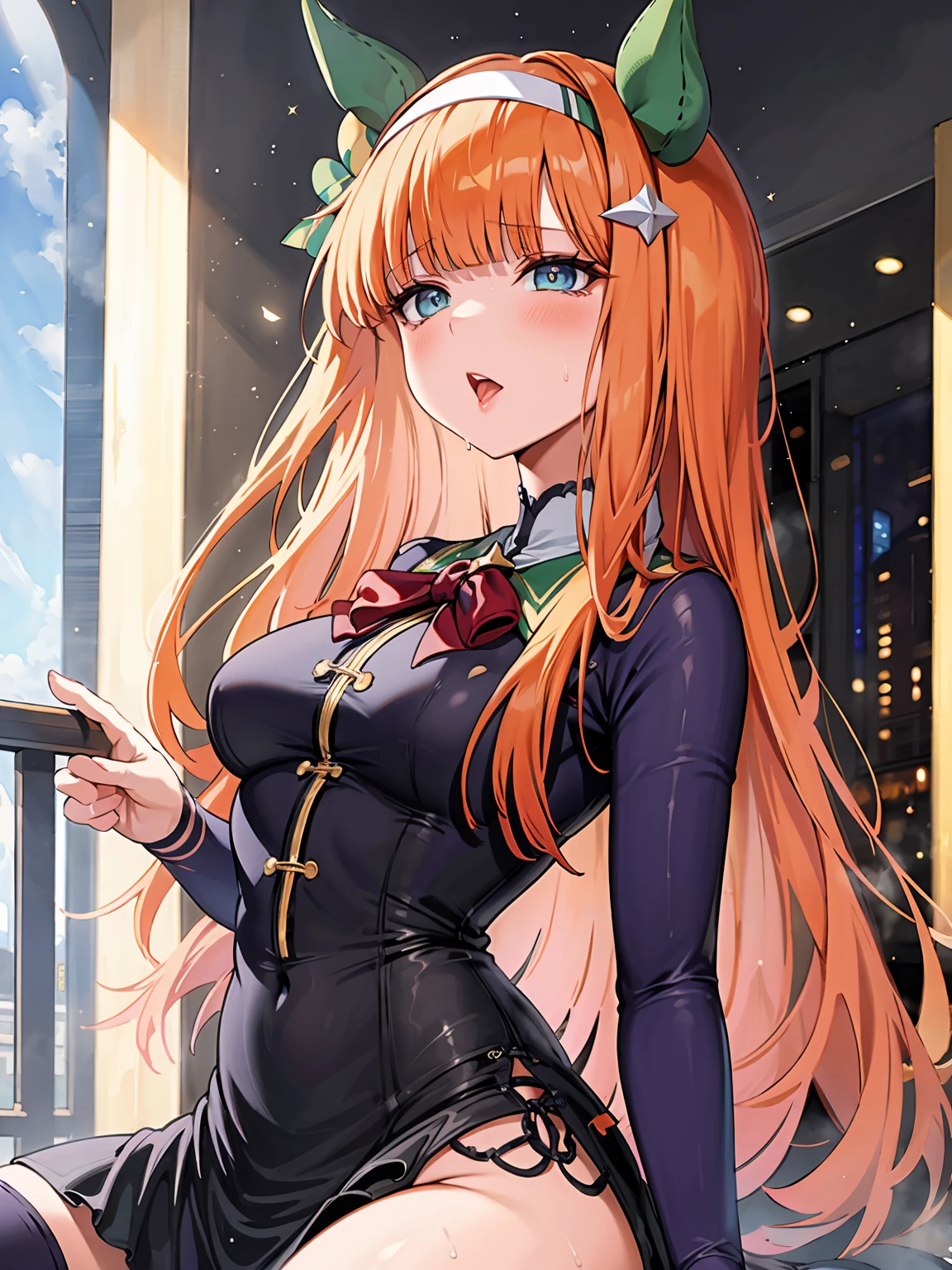 Silence Suzuka、Beautiful woman、Very thick thighs、Acme Face、Best image quality、High resolution、masterpiece、super high quality、Thick pubic hair、Screaming orgasm face、Purple lace panties、Very big ass、Very large breasts 、Blushing、4K quality、Blushing、Cry of ecstasy、Wearing black knee socks、Sweaty all over、Heavy breathing、Cowboy Shot、Shaking breasts、上下にShaking breasts、Penis sheath、Cowboy Shot、Have sex with a man、Multiple menに囲まれている、Multiple men、{Highest quality}, {so beautiful}, {Super detailed}, {Best illustrations}, Browsing Caution, girl, Blowjob, penis