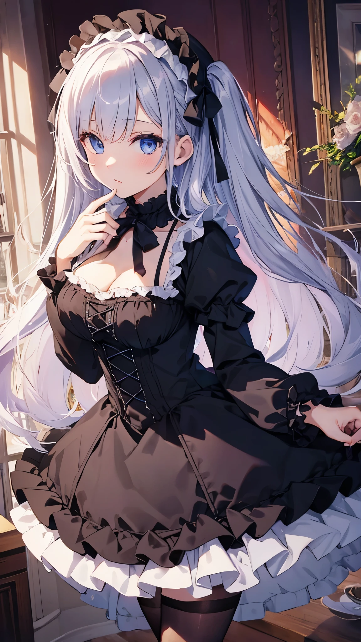 (Tabletop, highest quality:1.2), 8k, 85mm, Official Art, Absurd, Black-haired, (blue eyes, ta Fashion, sweet loliGothic, dress:1.2), Idol's face, Upper Body, beautiful girl, Gardeniass, Copenhagen, Short sleeve, grace, Sophisticated, Gardenia, Film Grain, chromatic aberration, Sharp focus, Face Light, Dynamic Lighting, Cinema Lighting,(( blush、Embarrassed expression, avert your eyes、Looking down shyly:1.2))、(((Pull up your skirt、White panties are visible、Sujiman、slit)))、