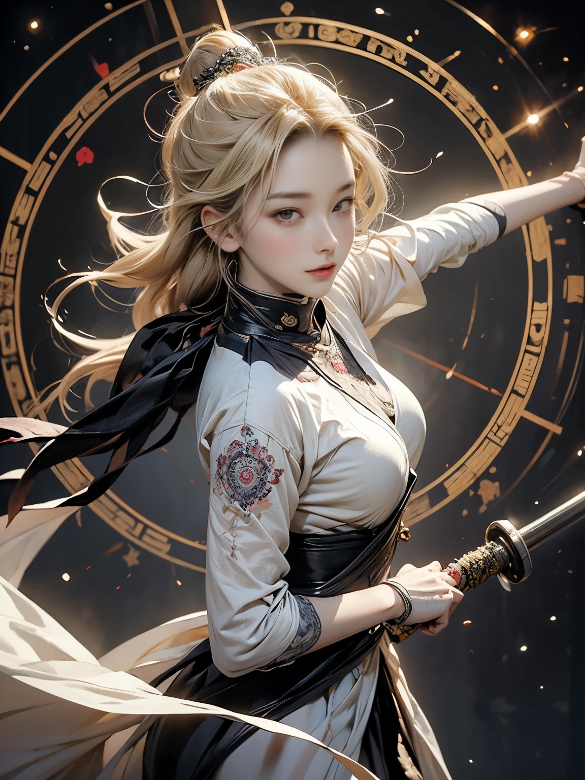 Zerg Queen Beautiful Girl: Ranlinger, 18 years old, astrologer, Messy Hair, oil, Romanticism painting, beautiful Perfect Face, Soft Skin, Perfect Face, Yasutomo Oka's painting style, Big Breasts, Add light purple and purple, Add Light Red, Intricate details, Splash screen, 8K resolution, masterpiece, Serious, Space, (mysterious magic circle background, Buddhist Mandala:1.3), Colorful background, aura, Sharp Eyes, Break, Blonde, dynamic sexy poses, Strong winds, Mr.々Light source, Colorful light, Crystal Jade, Celestial globe, Four Holy Beasts, constellation