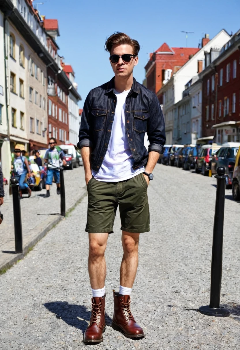 man,shorts,Martin boots