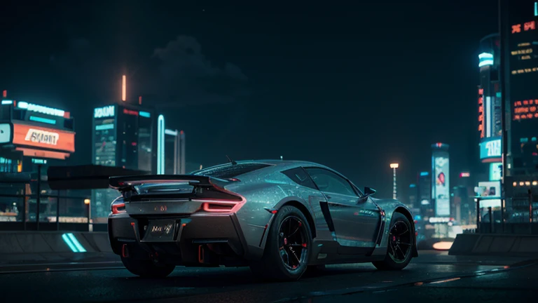 A highly detailed and realistic futuristic hovercar, elegant and streamlined design, glossy metallic body, glowing neon lights, hovering above a cyberpunk city landscape, cinematic lighting, intricate mechanical details, photorealistic, octane render, 8k, hyperrealistic, volumetric lighting, realistic reflections, cinematic composition