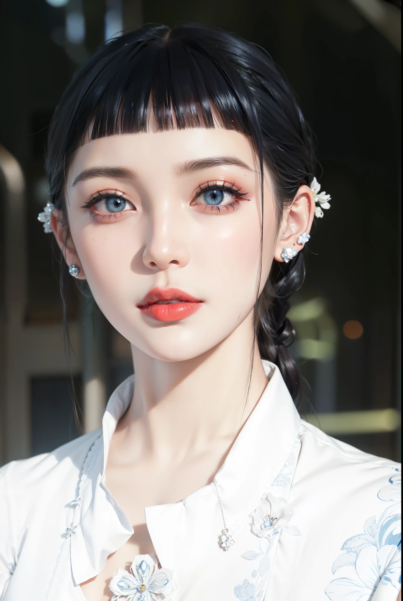 Royal princess,Super detailed, Delicate face, Stock Photography , Portrait 400, F1 Camera Lens.6, Colorful, Surrealism, Realistic textures, Dramatic Lighting, Thin Film Distiller 800 (8K, original photo, Better quality, masterpiece: 1.2), Super detailed, (Extremely delicate skin: 1.2), 8K Ultra HD, SLR camera, Soft Light, high quality.Fire Queen,Blue pupils,Apply red lipstick,Have a tattoo,The tattoo is very three-dimensional,Gorgeous and intricate tattoo designs,8K Mugshot,Large Breasts,Dark eyeshadow,Sexy thick lips(Red lipstick),Ice Princess,The facial features are very three-dimensional,Qi bangs hairstyle