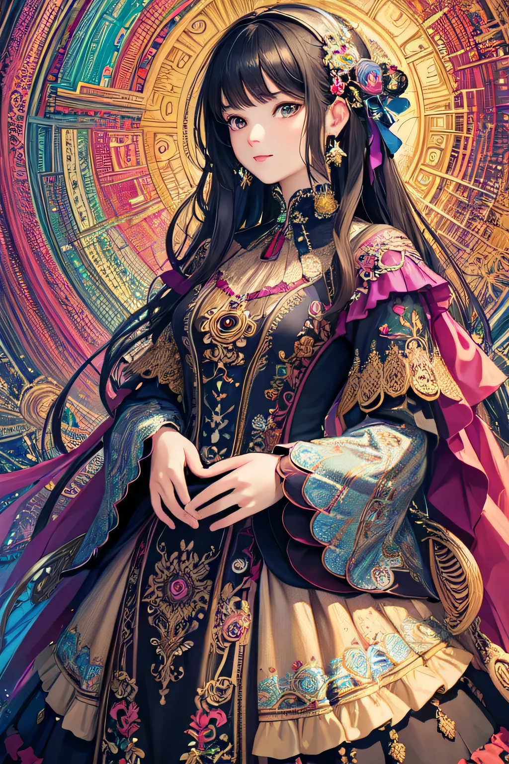 (masterpiece, highest quality, highest quality, Official Art, beautifully、aesthetic:1.2), (One girl), Very detailed,(Fractal Art:1.3),colorful,Most detailed