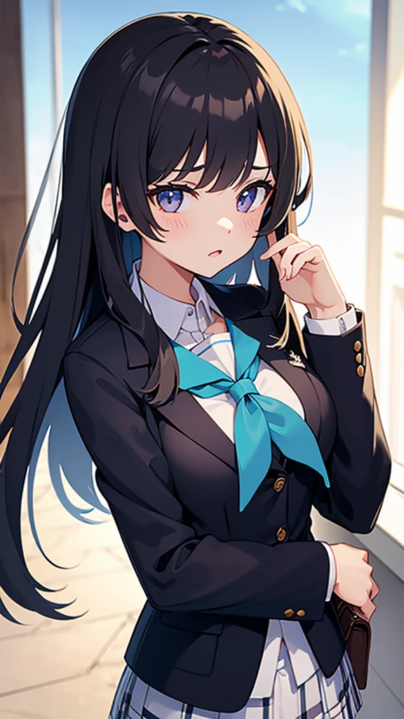 Cute girl wearing a blazer over a sailor uniform