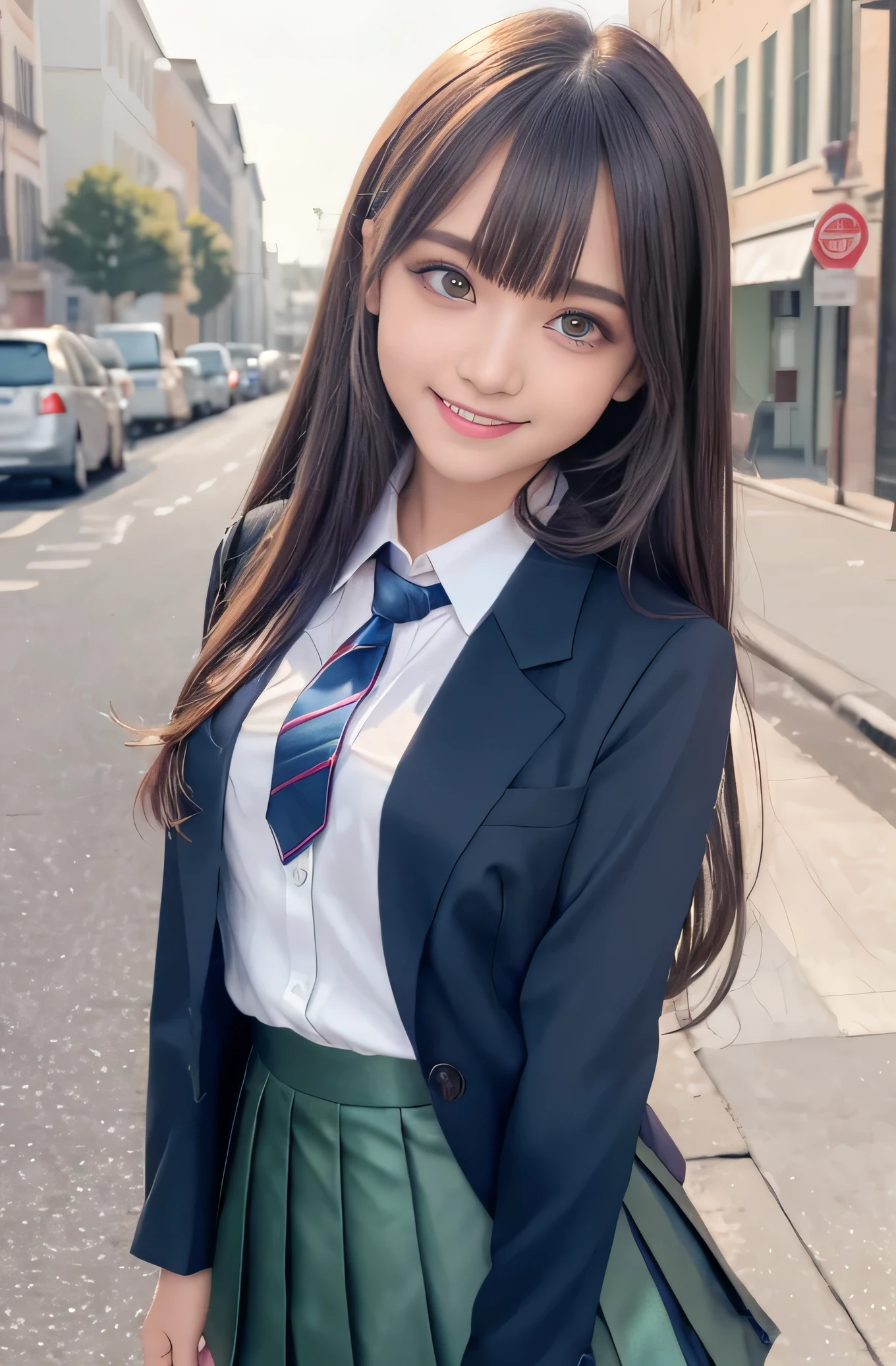 Angelic Very pretty cute young girl,
very beautiful girl,
(V-line jaw),
Beautiful detailed brown eyes, (clear-eyed),
small straight nose,small mouth,
Detailed double eyelids,
(Large eyes:1.3),
Long straight brown hair,
see-through bangs,
beautiful detailed face and eyes,
smiling, in the street,
BREAK
(super shiny metallic dark green blazer:1.3),metallic pearl white school blouse,(shiny metallic bright red neck ribbon tie:1.2),(super shiny metallic dark blue pleated skirt :1.5),(school uniform with super reflective surfaces:1.5),
(Very beautiful cute girl:1.2),
Very pretty cute young girl,
V-line jaw,
Beautiful detailed eyes,
very beautiful girl,
Detailed double eyelids,
(Large eyes:1.3),
Long straight brown hair,
see-through bangs,
beautiful detailed face and eyes,
smiling,
break
(Very beautiful cute girl, Beautiful detailed eyes, Detailed double eyelids:1.3),
(Soft Saturation: 1.3),
(Fair skin: 1.4),
(Large eyes:1.4),
break
Very beautiful cute girl,
Sharp Focus,
brown hair,
Very beautiful cute girl,
Raw photo,
High resolution,
perfect detail,
Professional Photography, Professional Lighting,
strong lighting,
break
(smile:1.6),(5 yo:1.3)