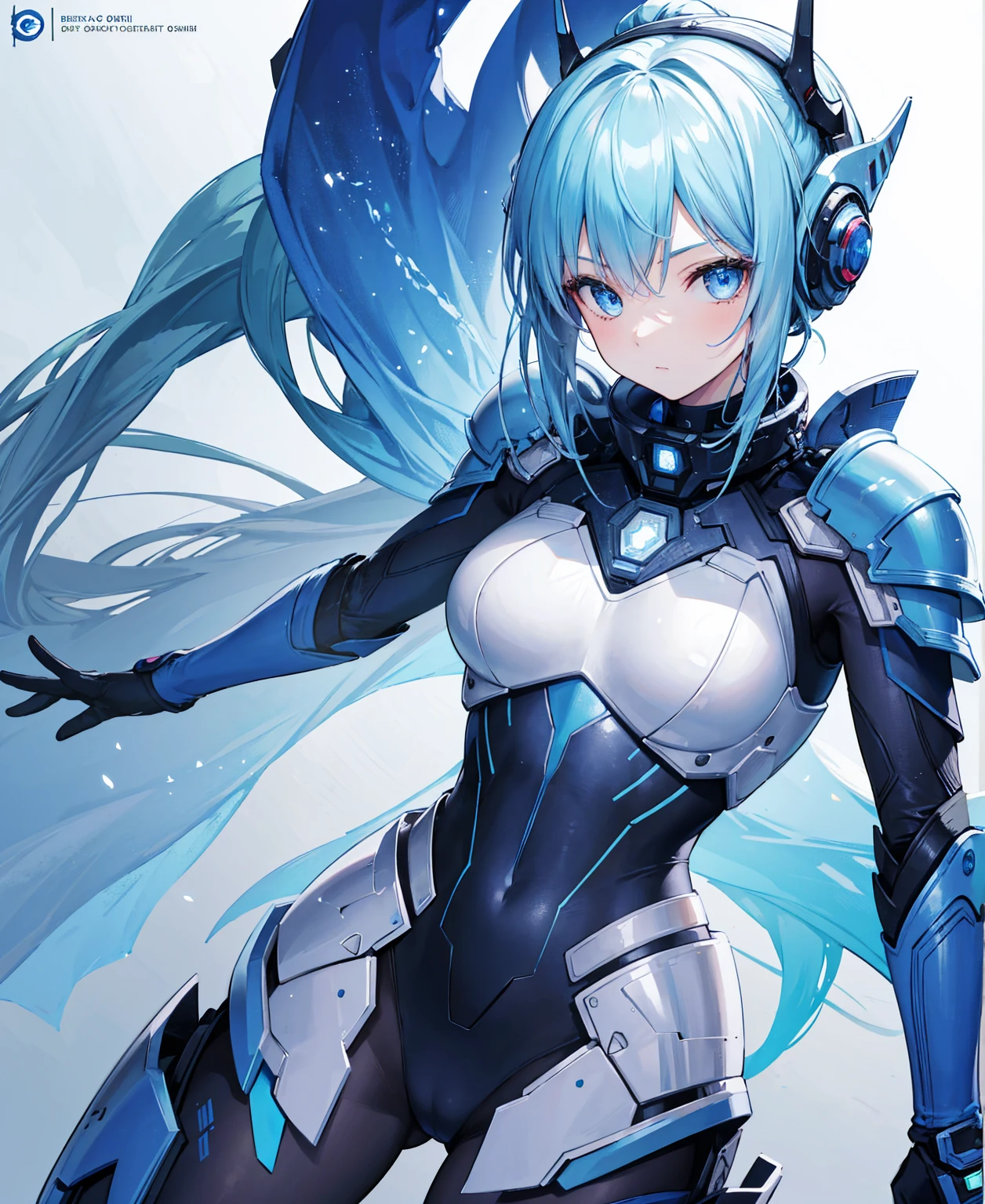 8k, highest quality, (real:1.4), Original photo, 1 girl, Asari Hair, Biological Amplifier, refined armor, posture: Peace talks between warring factions, smart blue eyes