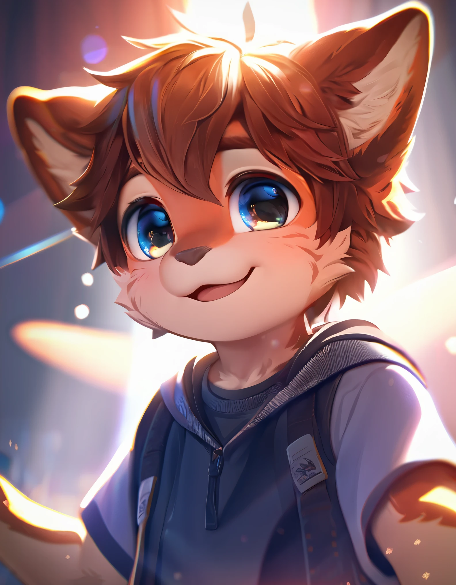 highres, top quality, best quality, paid reward available, High-quality illustrations, unparalleled masterpiece(1boy,Lovely,Toddler,Casual wear,Deep)Animal ears, Facing the audience,Looking at the audience(furry anthro),absurdres, perfect anatomy, caustics, dynamic lighting, lens flare, cinematic shadow, cinematic angle,(highly detailed beautiful face and eyes)