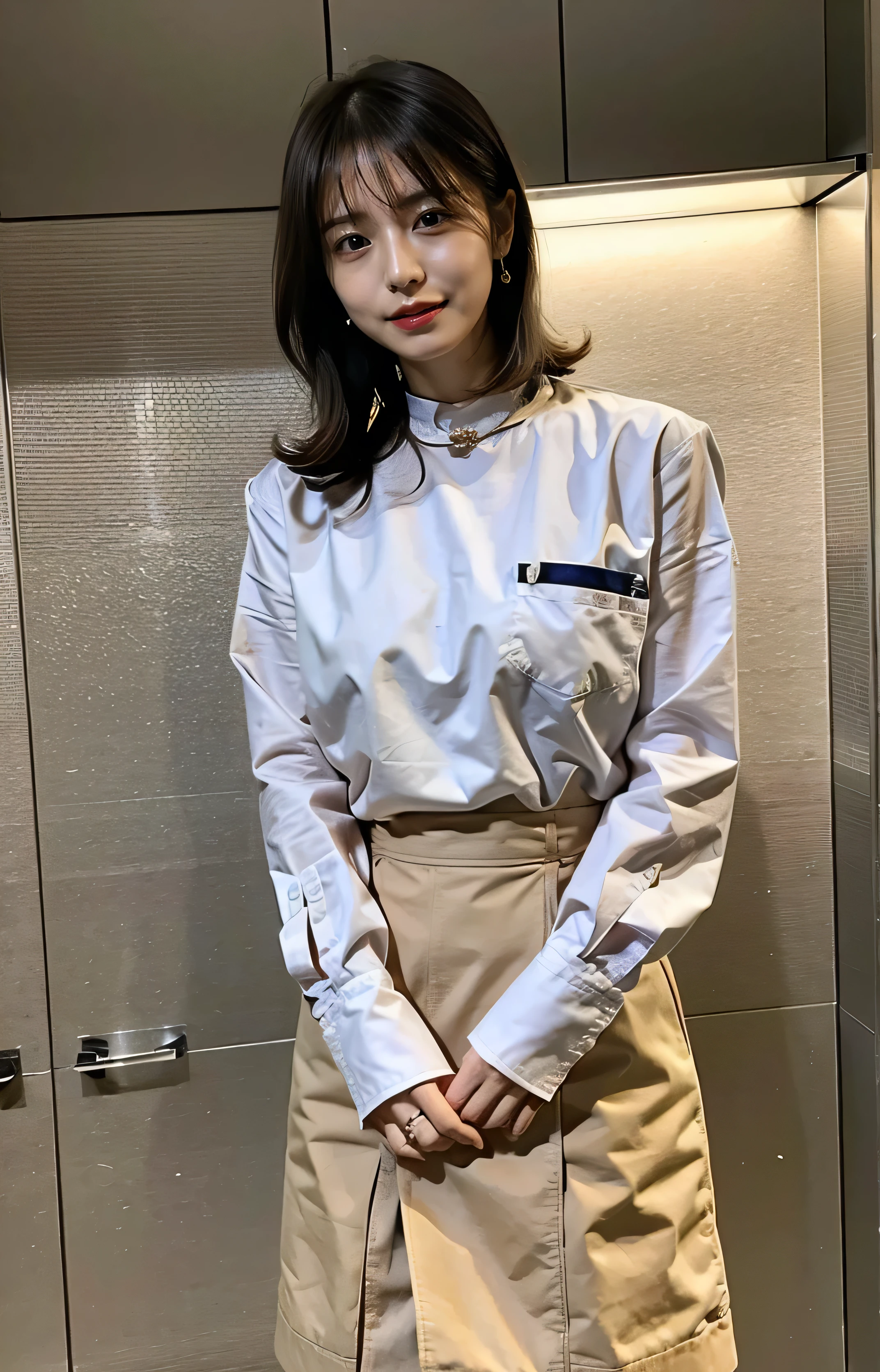 、、Don&#39;Don&#39;t sit、Wear a black leather belt、Wear a luxury watch、Inside the airport、Pink scarf around the neck、（（Stand in the center aisle of an airplane:1.4））.Cabin attendant、Stand in the center aisle、Braided hair for Bangstar Peace, High resolution, airline stewardess in the world, in stewardess costume,,feet, ((( Big Breasts1.9))) ,Wide Hips, The luxurious, shiny navy blue uniforms of flight attendants,  Smiling lips, ((stewardess)) 、(超High resolution, 8k wallpaper, High resolution), Cinema Lighting, Physically Based Rendering, Award-winning, Highly detailed skin, Highly detailed face, High Detail Eyes, Carl Zeiss 85mm F/1.4, By Ellen von Unwerth、Light light brown hair、｛｛｝｝、（（Big Breasts:1.4））、Breast swelling、Big Breasts、Smile、Big Breasts that can be seen even through clothes、Braid only the front hair、A lovely smile、（（In passenger aircraft））、Full body photo、ring、Tuck your hair behind one ear、Silver Necklace、smile、 Elegant ponytail、Caustics、Highly detailed photos、Very beautiful and ideal short hair、Big Breasts、Super no makeup、(8k、RAW Photos、highest quality、masterpiece:1.2)、(Realistic、Realistic)、1 girl、((Medium Short Hair、Looking into the camera:1.4))、
