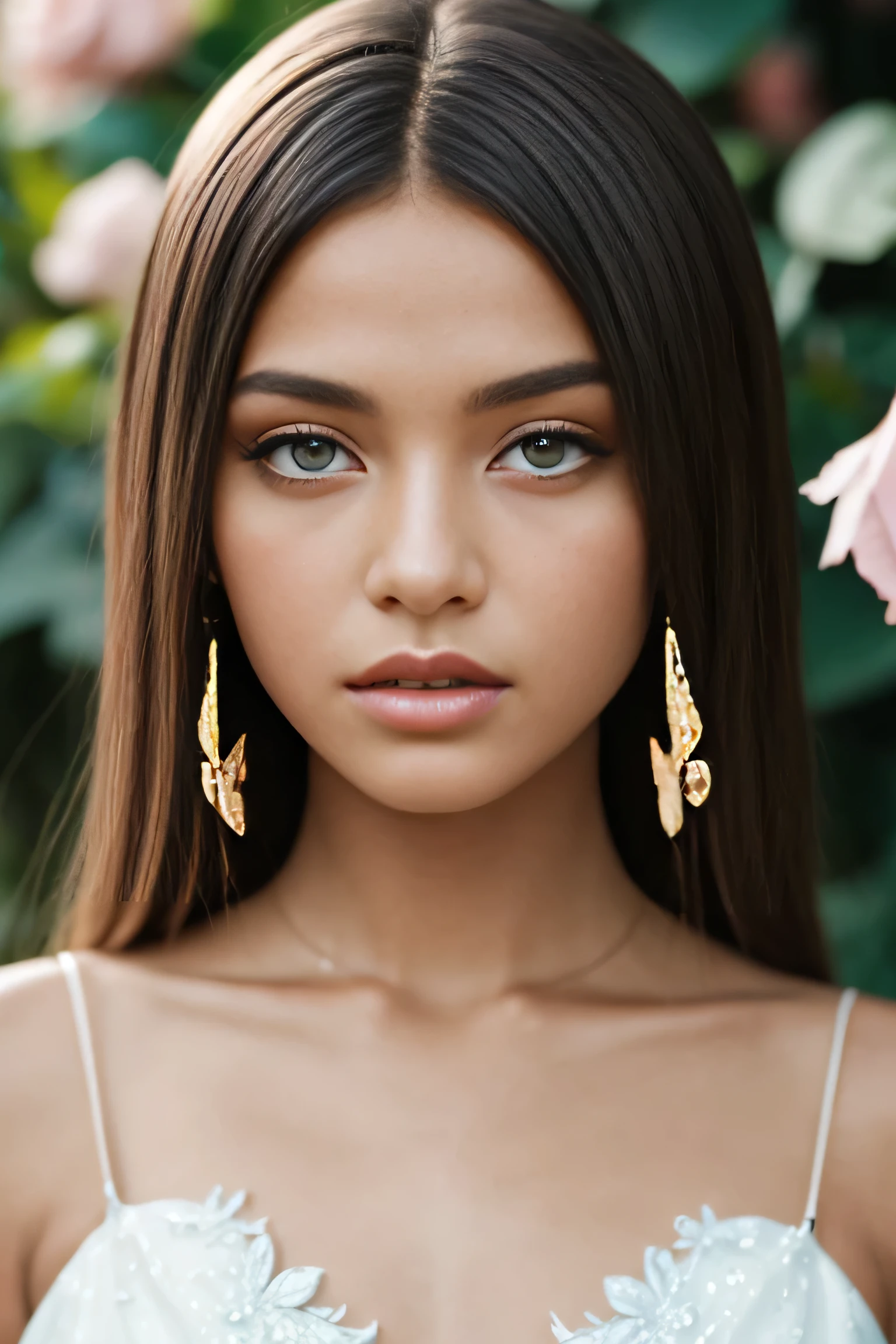 An incredibly detailed close-up macro beauty image of a melanin woman model, con las manos sosteniendo un ramo de rosas amarillas, rodeada de mariposas. Taken with a Hasselblad medium format camera with 100mm lens. Unmistakable for a photograph. cinematic lighting. , trend at 500px –ar 4:5 –s 750 –niji 5 –v 5 –q2