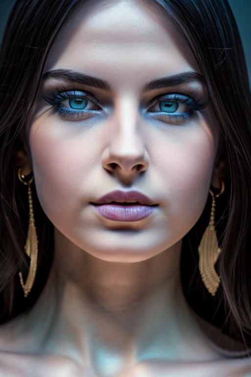 Masterpiece, Ultra realistic, 16k, dream atmosphere, gothic aesthetic, young goth girl, (erotic), 1 girl (pretty young) Alone, delicate (seductive) female face, long silky hair, looking at viewer, blue eyes, toh makeup, black hair, simple background, white background, jewelry, earrings, necklace, young beauty, pale-white skin, highlighted, realistic shading, hoop earrings, realistic, cinematic lighting, professional photography, Photorealistic, detailed eyes, muscular female body, defined muscles, delicate feminine, big natural breasts, hot belly, proportional narrow waist, big hips, thick legs, pretty, nude, different sensual positions, realistic textures, detailed textures, RAW, analog, sharp focus, 8K, high definition, DSLR, high quality, Fujifilm XT3 , film grain, award-winning, Work of art 