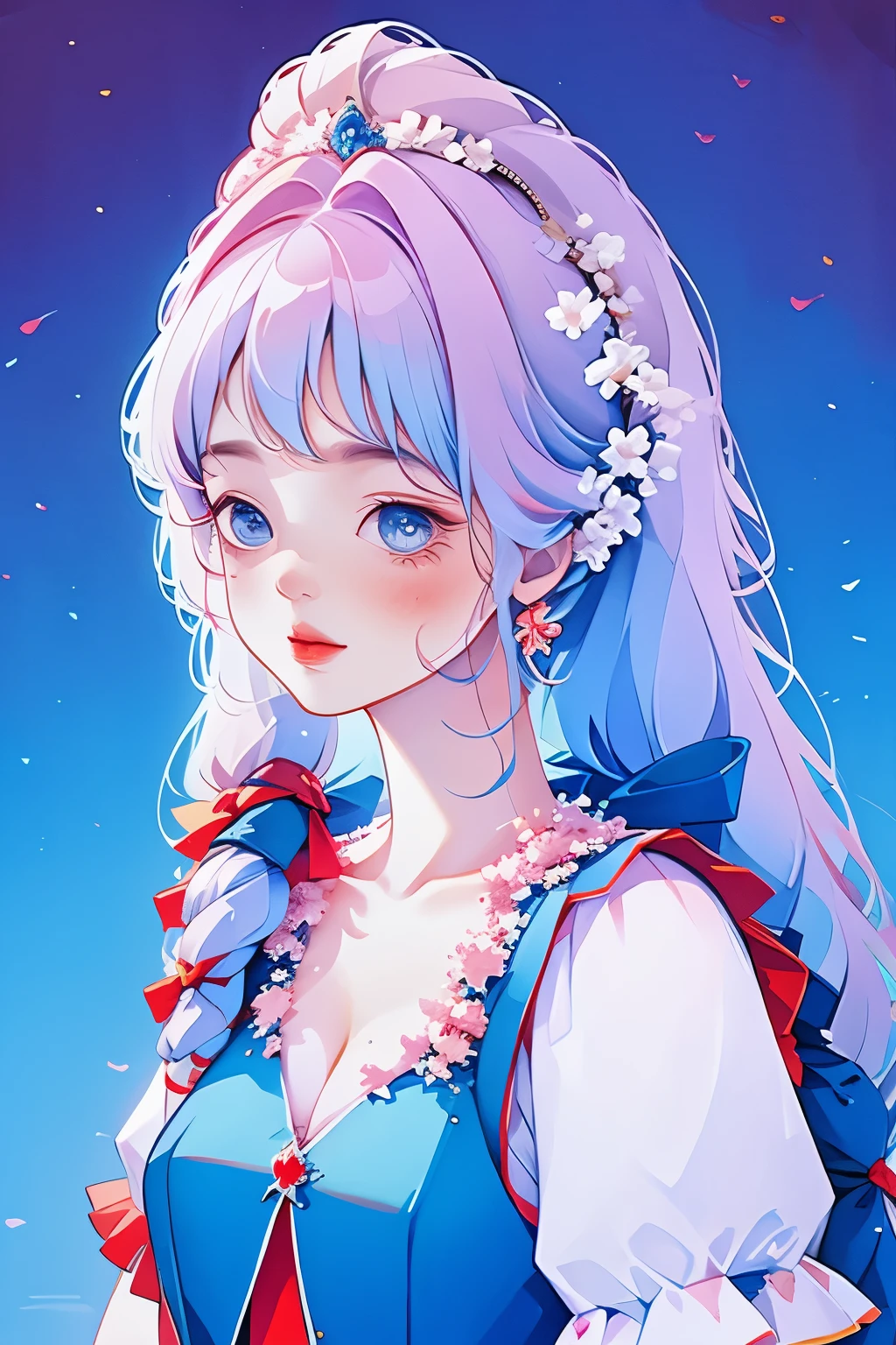 color,1 Girl, Cute dress,White princess dress