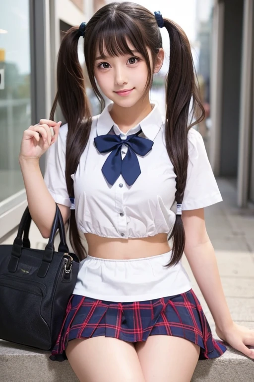 Cute Girls、Idol、high school girl、Twin tails、mini skirt、sit