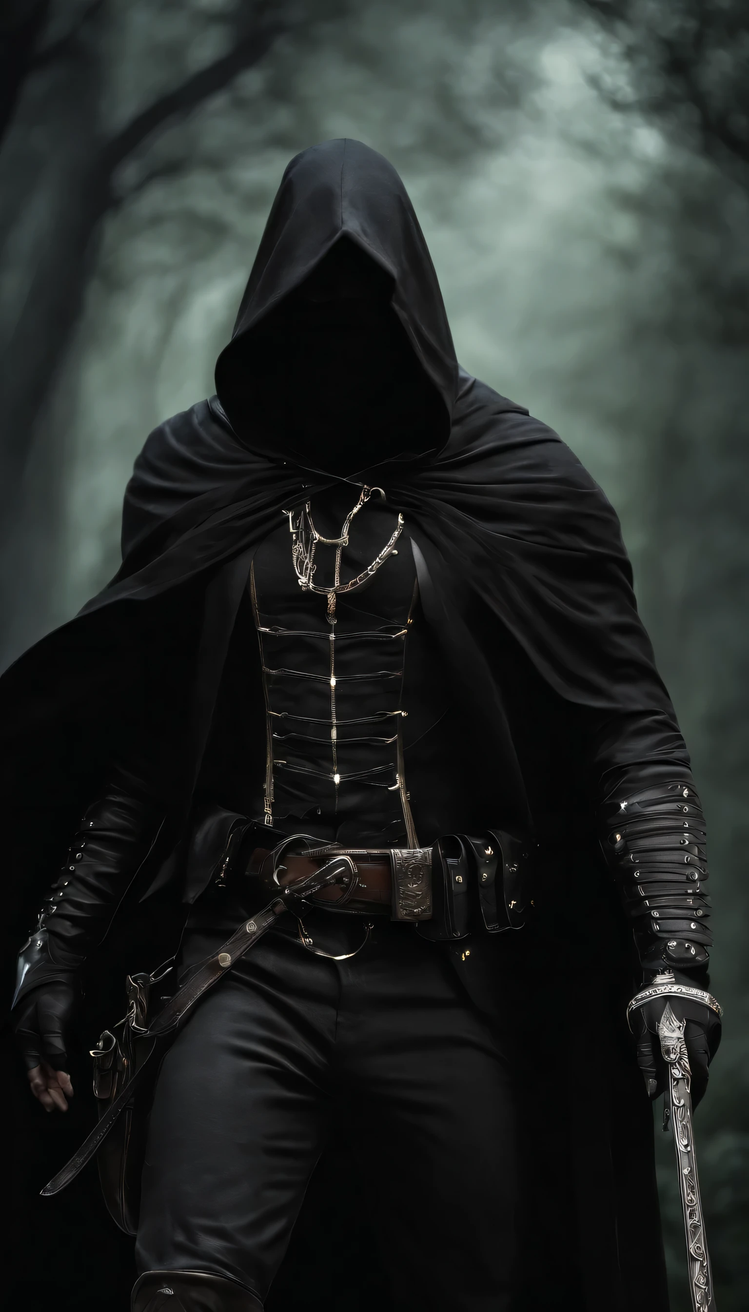 (The ghost of the black hood:1.5), (Extremely detailed CG Unity 16k wallpaper:1.1), (Noise Removal Strength: 1.45), (tmasterpiece:1.37), (Pose all over the body:1.4:), whole-length; head to toe; up front view; Glowing eyes; steampunc; Clockwork;  Demonic vibe; steampunc; whole-length; head to toe; up front view;