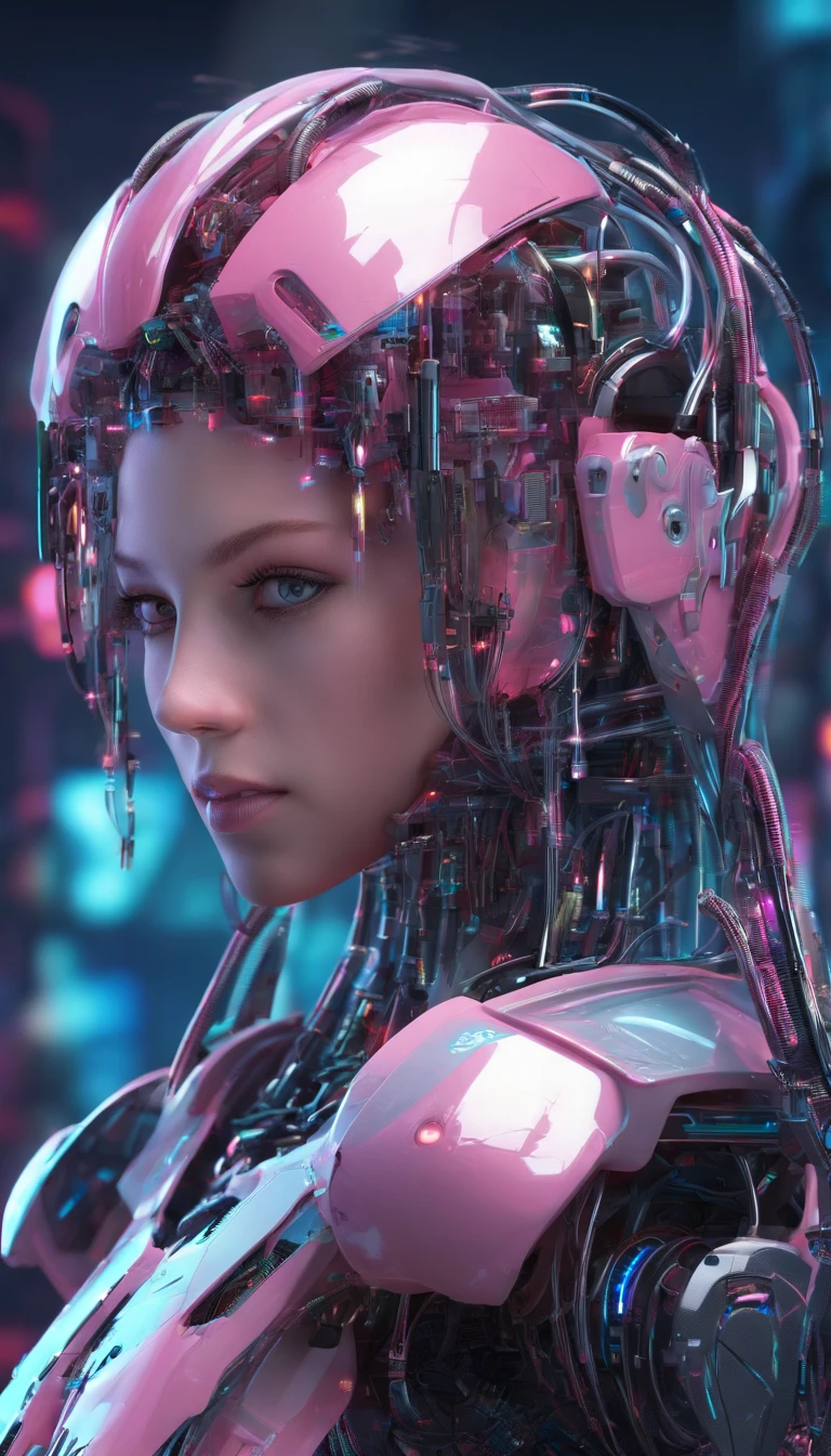 best quality, highres), pink haired girl with long hair, close-up of her face, wearing a white skirt, details of her eyes and face, bright colors, soft lighting, digital illustration, ethereal atmosphere