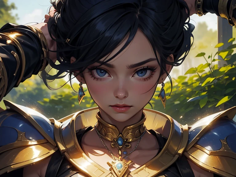 ((Draw every detail with high precision)Extremely precise depiction)[high resolution],(detailed illustrations,とてもbeautifulで緻密な描画,Delicate lines and rhythm,Realistic texture expression),[Color drawing main line],[Ruins background []],endless (Anime Girl (beautiful) )  [(Tanned skin) [glossy black hair]],((bet) Beautifully decorated golden cyber armor) ([Complex decorative processing] [elegant],Gorgeous golden luster (Polished reflective gloss)) [Luxurious],Gravure printing,[Oparts Stolen Technology [Hieroglyphics]],(複雑でbeautiful装飾 [Dense details]),(きめ細やかでbeautiful肌表現 [transparency]),[完璧な目のdetailed (Beautifully detailed iris)(Eyes like deep sapphires)],(Eye light[Accurate Lighting，protect eyes]),[長くてbeautiful睫毛],[Accurately drawn hair [美しく艷やかな髪のdetailed]],(完璧な手のdetailed [破綻のないbeautiful指 [beautiful nails]]),(Perfect anatomical structure(Perfectly balanced proportions))[[Full body portrait]],[[Highest level of design]][Ideal color coordination(Accurate simulation of the interaction between light and material)],([Precision details](detailed,高beautiful)),[The visual art of storytelling],((best quality)beautiful[[High-density drawing]])[Full HD].{Full body shot}