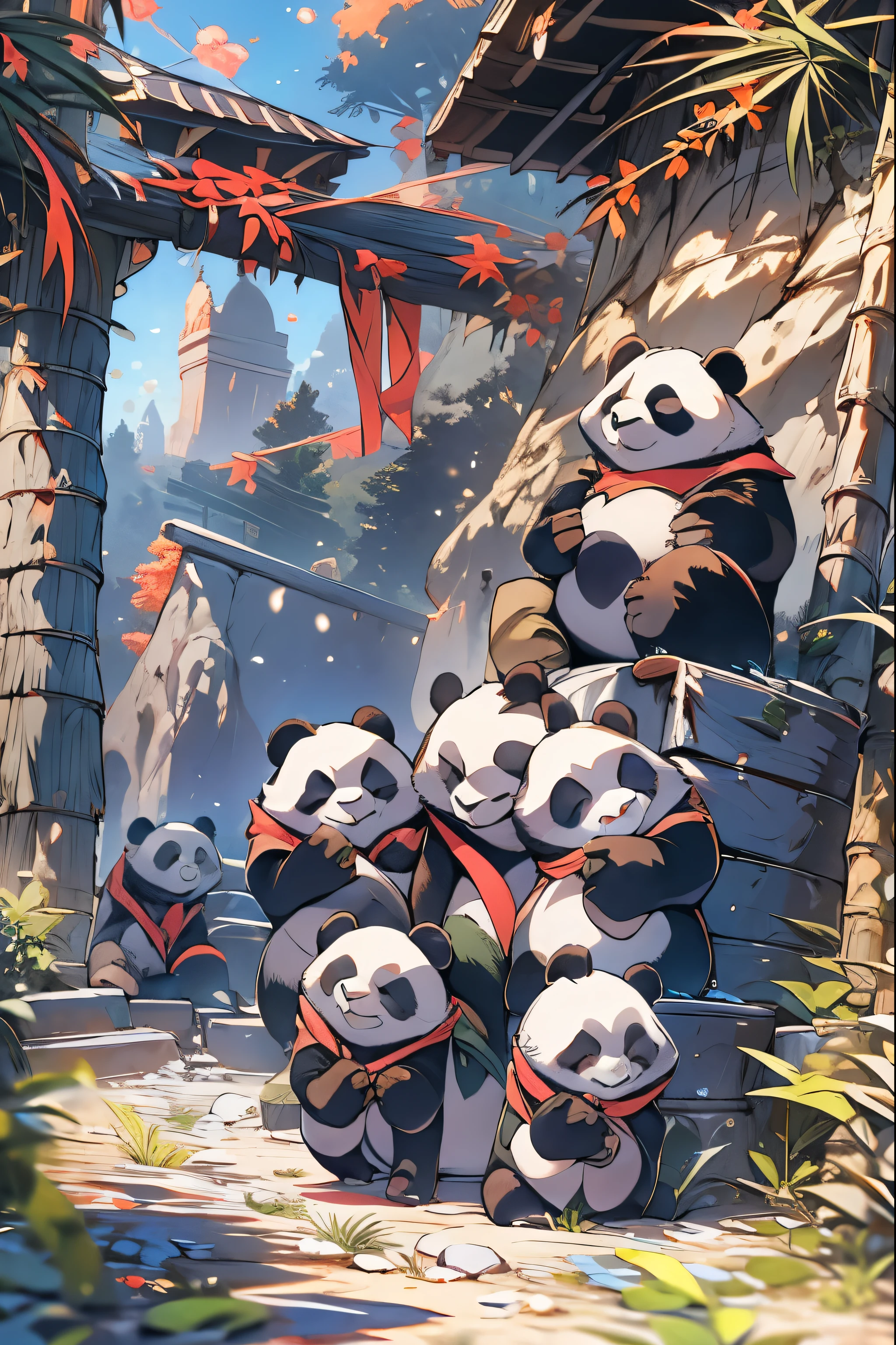 score_9, score_8_up, score_7_up, score_6_up, score_5_up, score_4_up, show accurate, Panda family sightseeing Baldur's Gate 3, masterpiece, coloring-book,