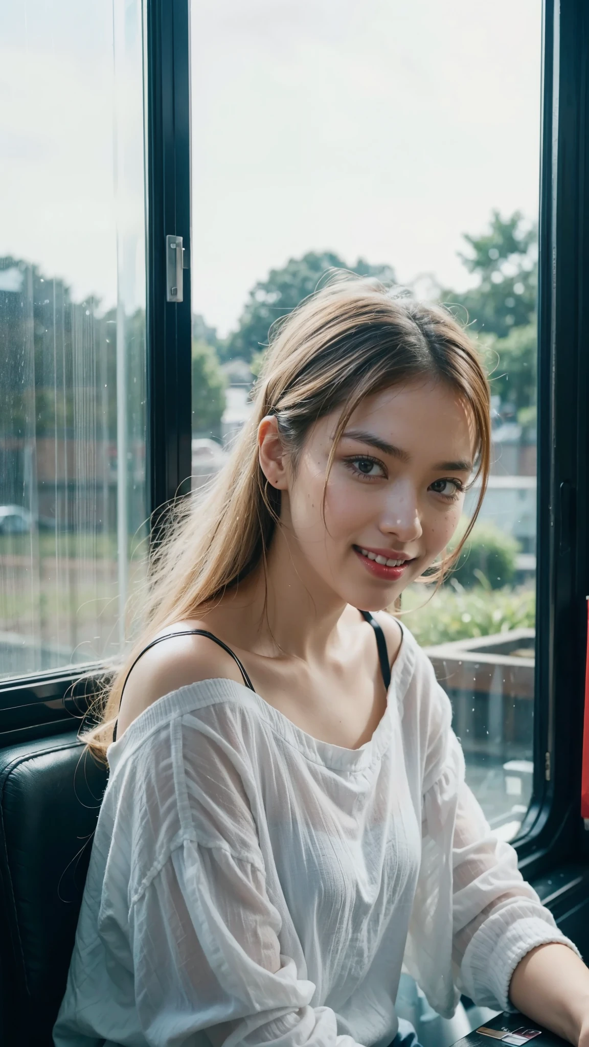 Smiling, makeup