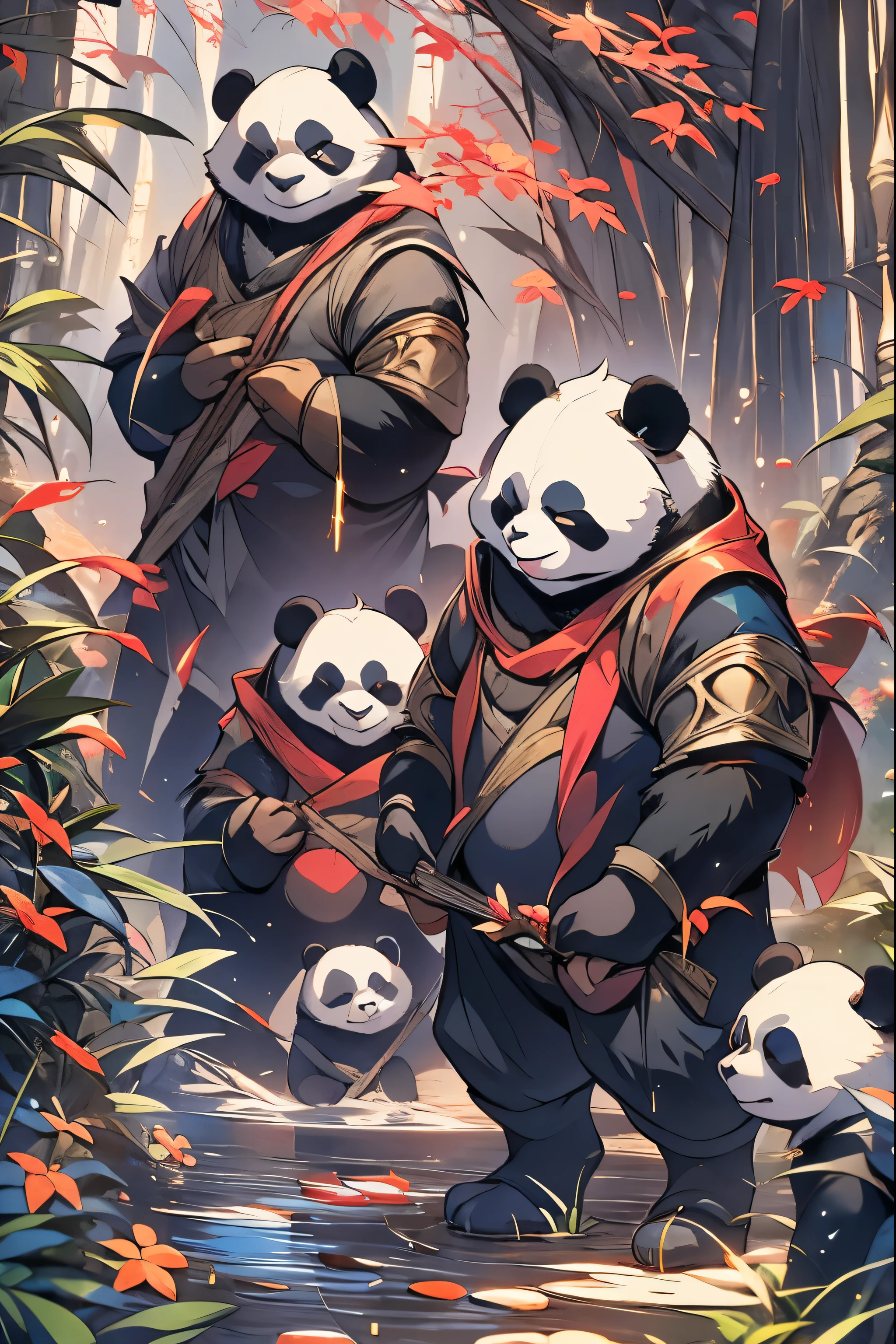 score_9, score_8_up, score_7_up, score_6_up, score_5_up, score_4_up, show accurate, Panda family sightseeing Baldur's Gate 3, masterpiece, coloring-book,