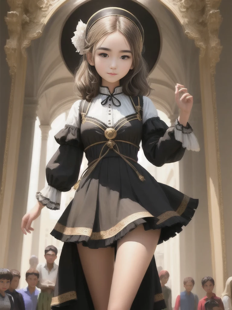 Perfectly centered young female figure, Center frame!!!, Very detailed, front!!!, Professional Digital