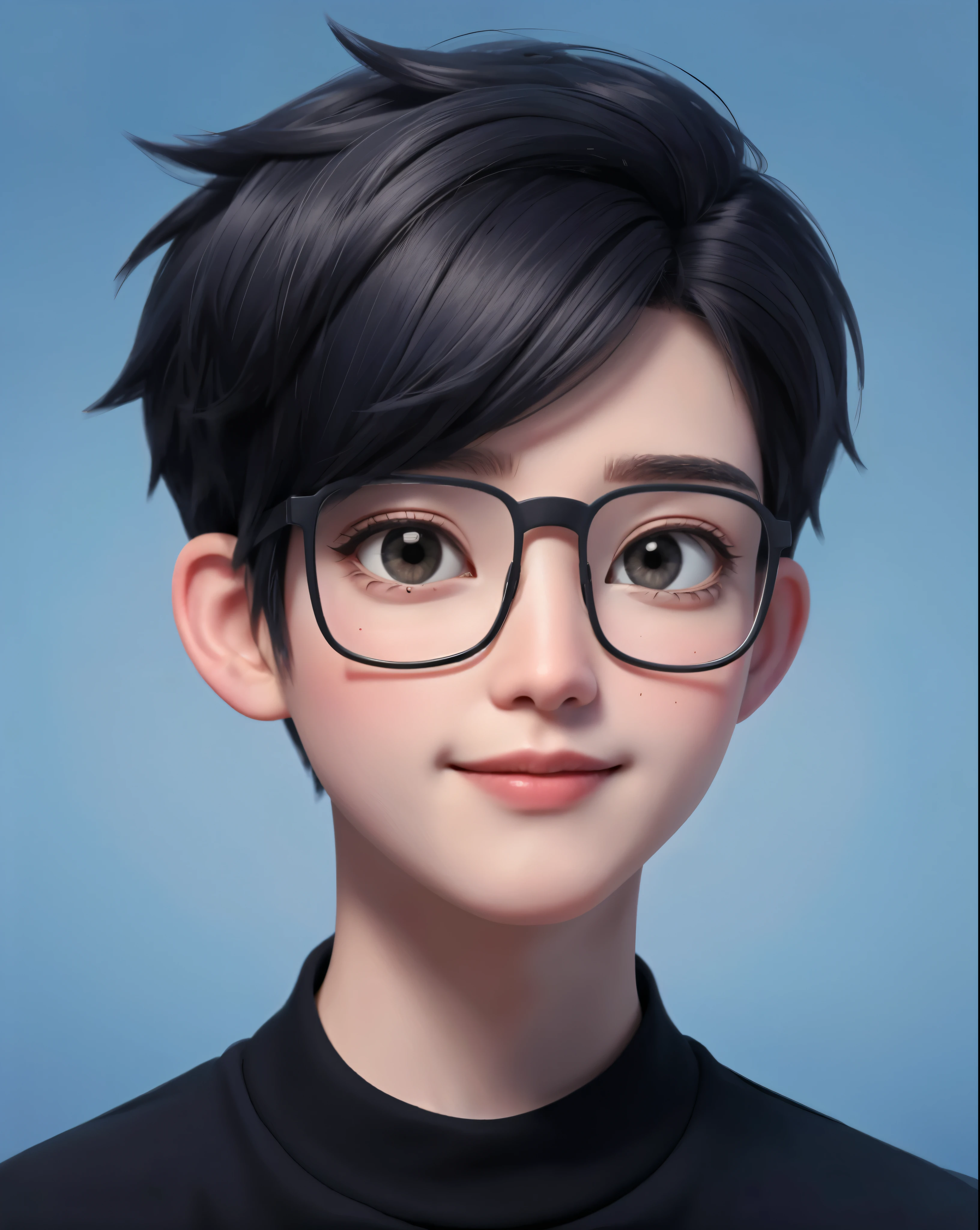 best qualtiy, grampa,A cartoon character around the age of 50, Solo exhibition, cartoon portrait of , simple backgound, short detailed hair, Reading glasses,There is a little gray hair。