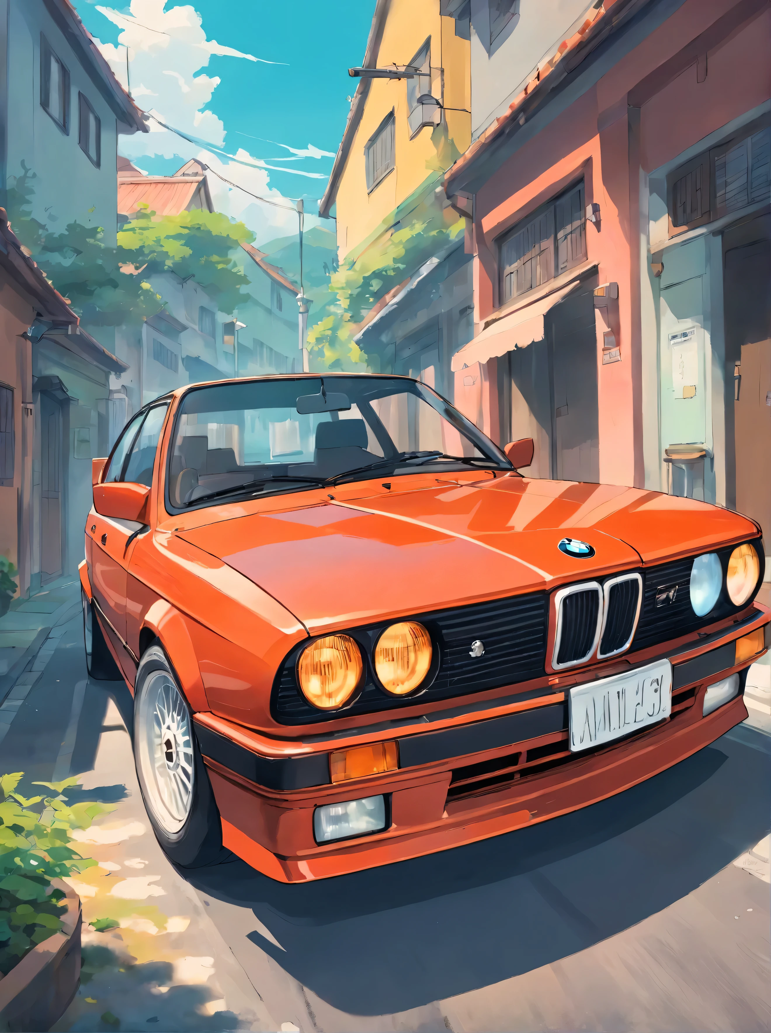 course avec les vieilles bmw e30 et e34, en bonne voie, drifting, style de dessin coloré