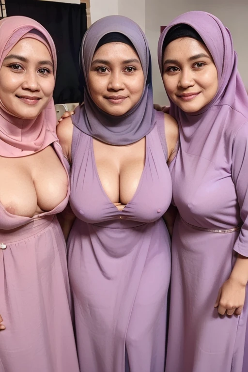 ustazah asma harun, 45 years Old, three women, Hijab Indonesian woman,larges Big breasts,cleavage, Gamis, Breasts out from her clothes : 4.9, at teacher office,sweet smiles,eye bag, full body photo