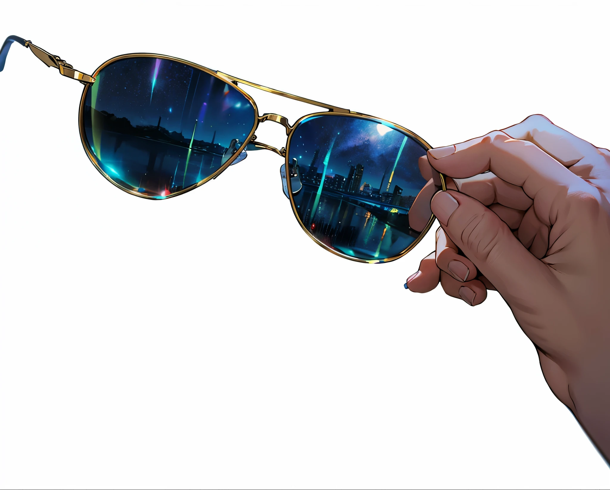(Masterpiece), best quality, 8k, a hand holding a pair of glasses, anime artstyle, very beautiful, slender fingers