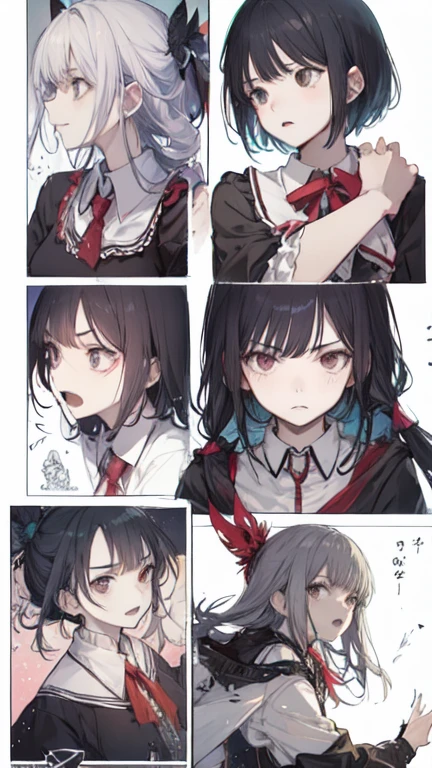 A collection of facial expressions in the anime setting materials collection,emotions,angry,a little angry,frown,furious