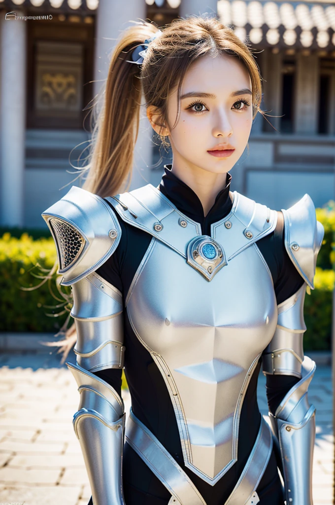 (8K, best quality:1.2), (masterpiece:1.37), (photo, photoPractical:1.37), (Ultra-high resolution), halF body, Walking posture, shot From Front, Slow Motion, Female paladin wearing the Full body, (Light silver armor:1.2),(Richly decorated armor), (Extremely detailed, bloom:1.5), (best quality, Alessandro Casagrande, Greg Rutkowski, Sally Mann, concept art, 4k), (mock:1.2), (high sharpness), (detailed student:1.1), detailed Face and eyes, masterpiece, best quality, (highly detailed photo:1.1), (Long blond hair, Ponytail,ecstatic:1.1), (Young woman:1.1), sharp, (perFect body:1.1), Practical, True Shadows, 3D, (Temple Background:1.2), arms crossed over the chest
photographed by Canan EOS R6, 135 mm, 1/1250 seconds, F/2.8, ISO 400