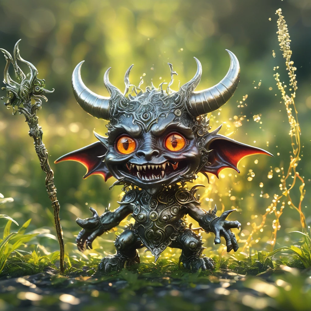 best quality, very good, 16K, ridiculous, Extremely detailed, Lovely(((demon:1.3))),Made of boiling liquid metal, Background grassland((A masterpiece full of fantasy elements))), ((best quality)), ((Intricate details))(8k)