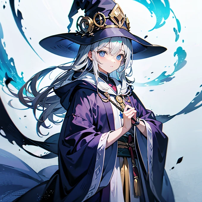 Wizard Robe Wizard's Hat Long magic wand Teenage Girls Long Hair Cute Face magic circle