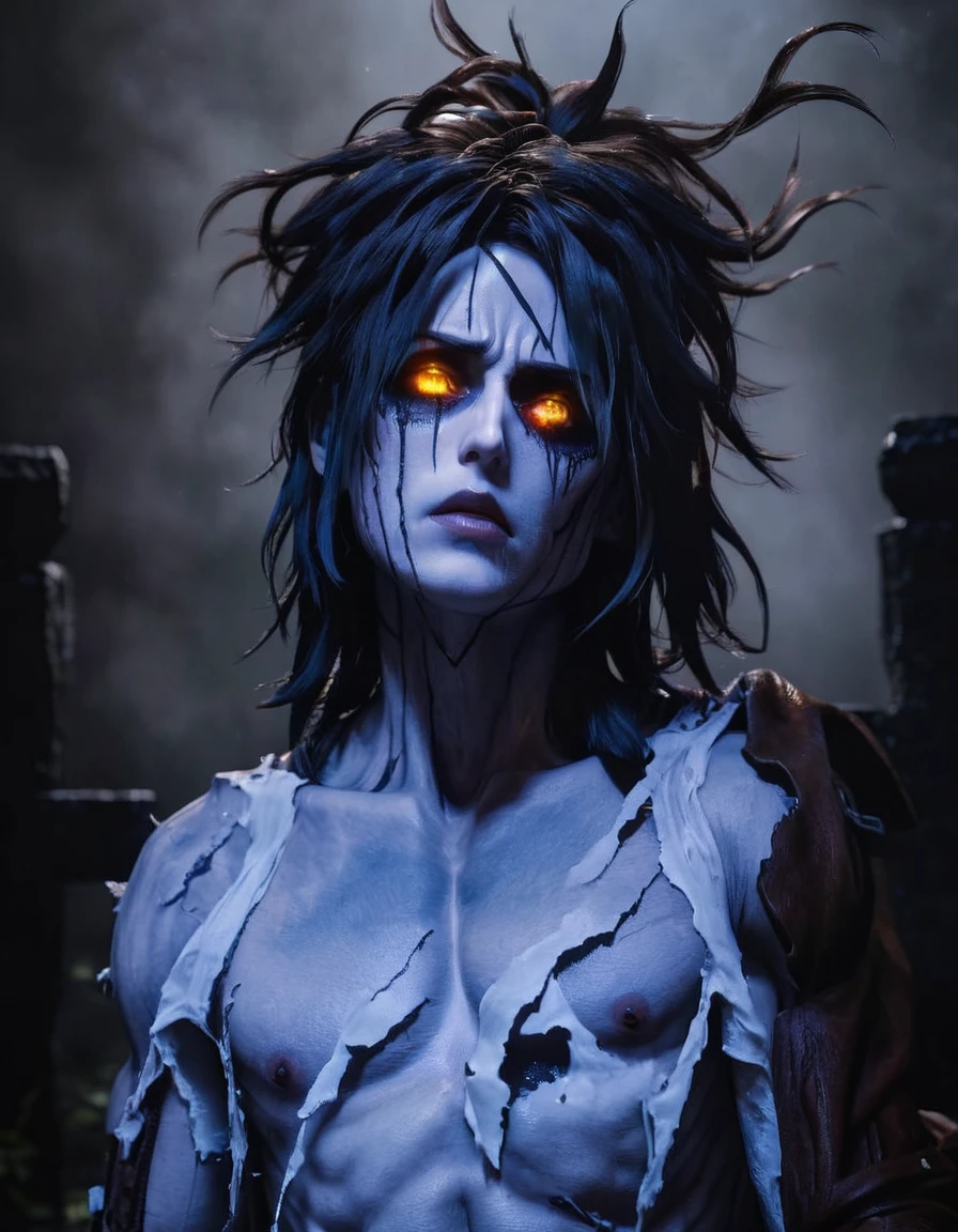 a large titan face, attack on titan, ultra detailed, highly realistic, photorealistic, 8k, 4k, hyper-realistic, realistic skin texture, extremely detailed facial features, piercing eyes, sharp nose, full lips, detailed musculature, intimidating expression, dark brooding atmosphere, dramatic lighting, moody shadows, cinematic composition, gritty, dystopian, dark fantasy